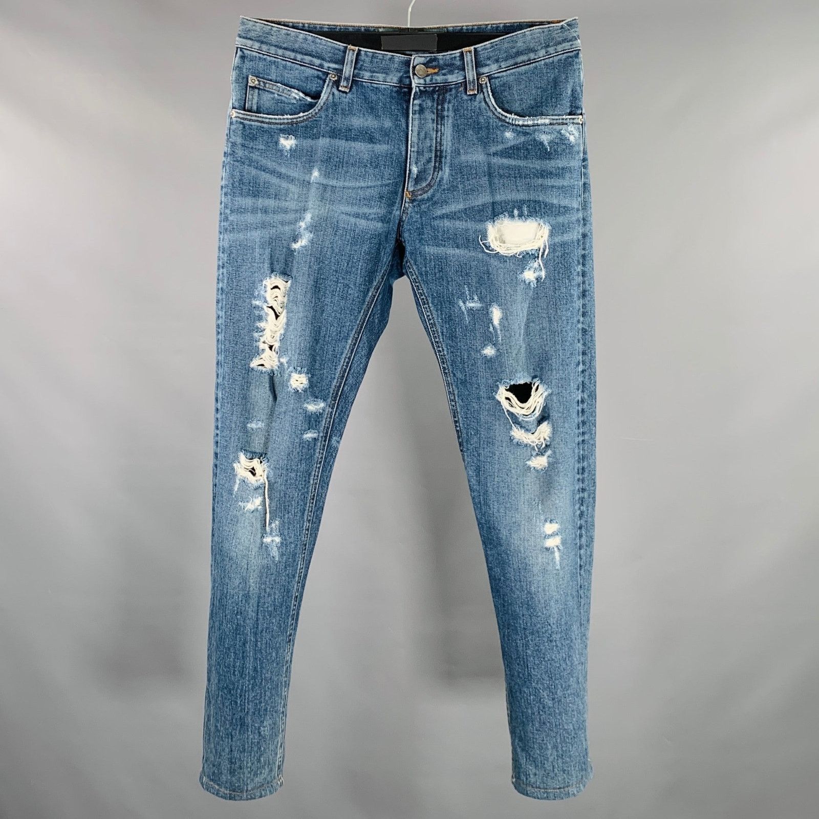 Dolce & Gabbana Size 32 16 Classic Blue Cotton Relaxed Distressed Jeans Size US 32 / EU 48 - 1 Thumbnail