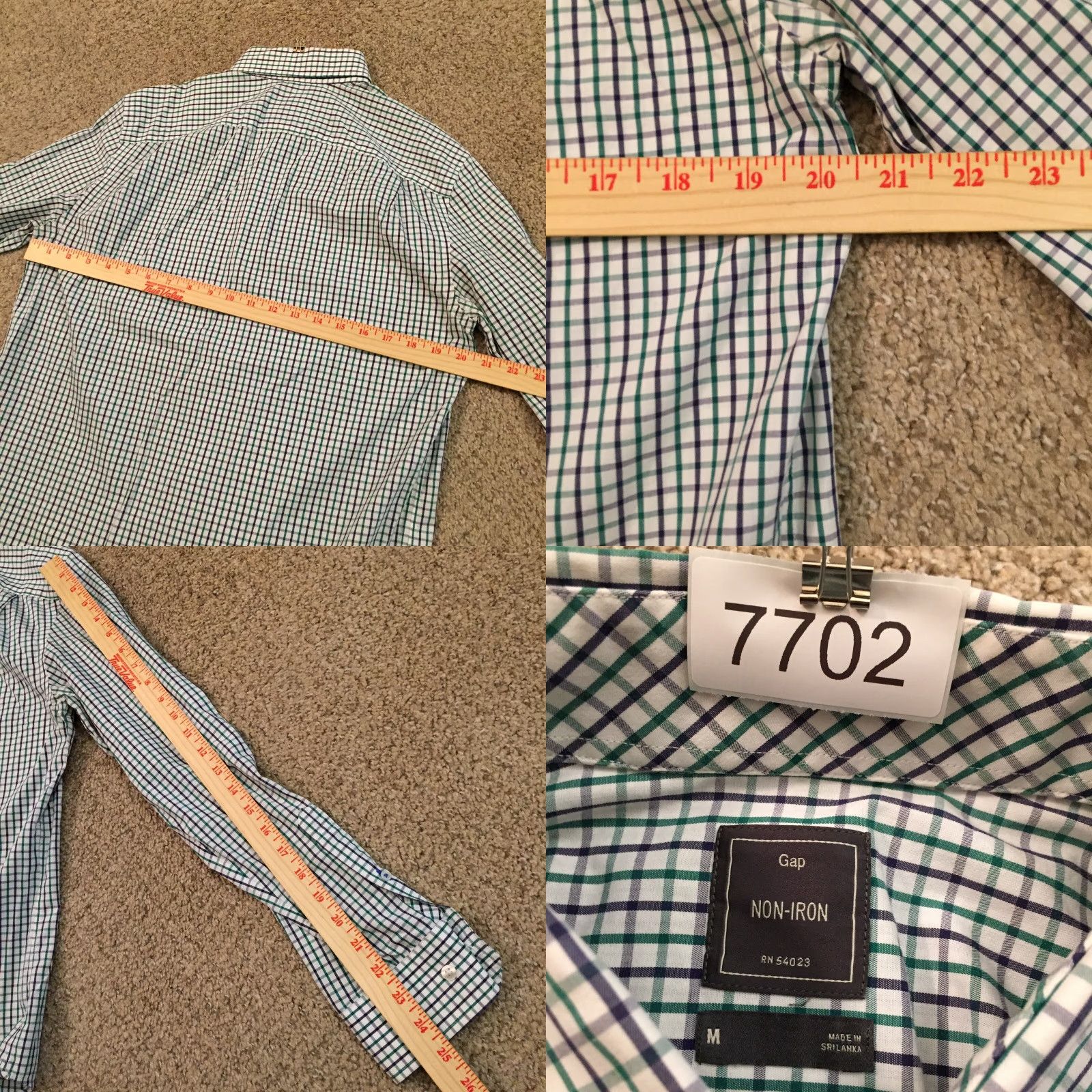Gap Gap Shirt Mens Medium Green Plaid Long Sleeve Button Up Cotton Size US M / EU 48-50 / 2 - 8 Thumbnail
