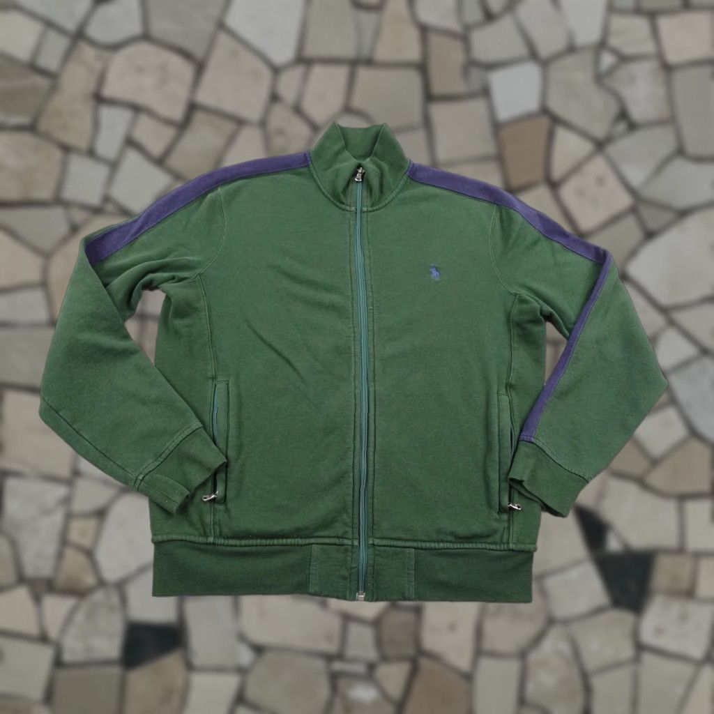 Polo Ralph Lauren VINTAGE Polo Ralph Lauren Jacket Mens M Green Blue Track Stripe Sweatshirt Size US M / EU 48-50 / 2 - 1 Thumbnail