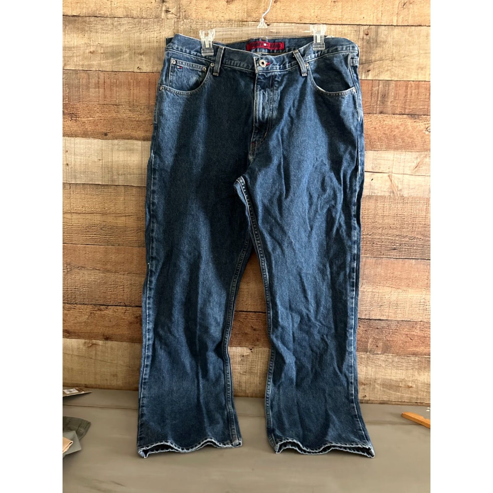 Tommy Hilfiger Tommy Hilfiger Jeans Size 38x32 Blue Denim Classic Fit Men Medium Wash Distressed 5-Pocket Denim Style Straight Belt Loops Logo Modern American Size US 38 / EU 54 - 2 Thumbnail