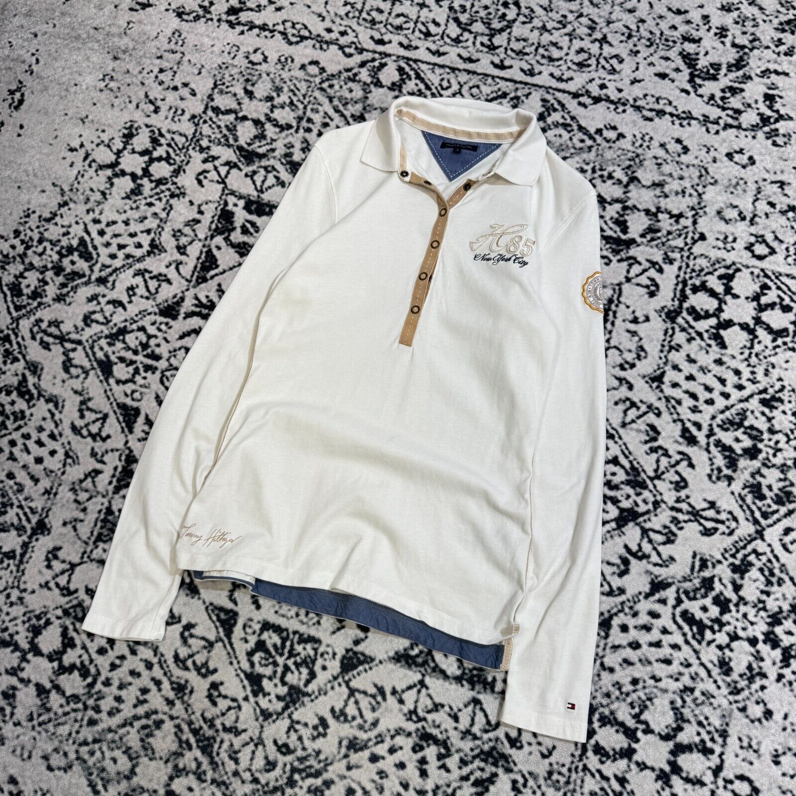 Tommy Hilfiger × Vintage Vintage Tommy Hilfiger Unisex White Cotton Polo Shirt Size S Size US S / EU 44-46 / 1 - 2 Thumbnail