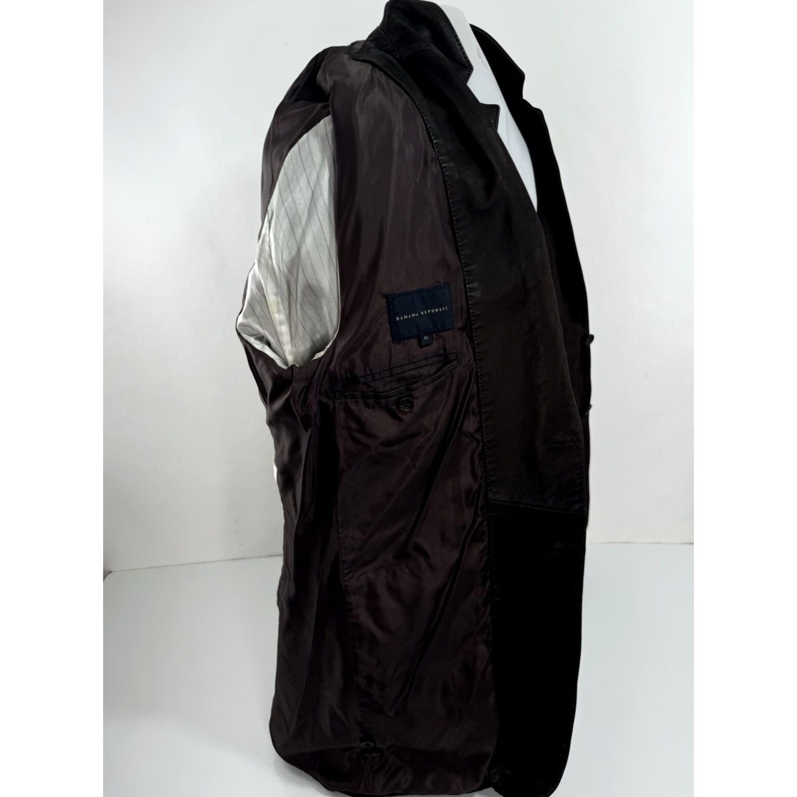 Banana Republic BANANA REPUBLIC - Nubuck Leather Heavy Duty 42 Long Blazer Jacket Men Brown 90s Style"} Size 42R - 5 Thumbnail