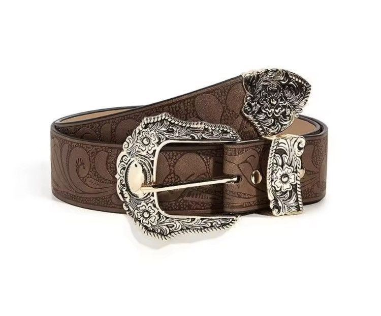 Japanese Brand Vintage Style western pu leather belt Size 32 - 2 Thumbnail