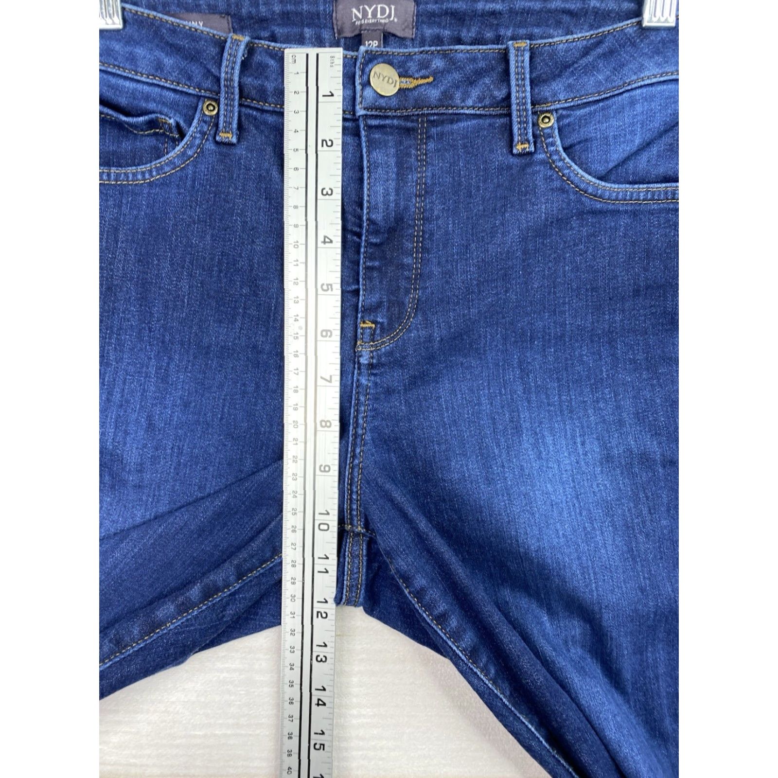 NYDJ NYDJ Ami Jeans Womens 12P Skinny 5-Pocket Denim Dark Blue Stretch Mid Rise Petite - USA Brand NYDJ - Jeans Size 34" / US 12 / IT 48 - 4 Thumbnail