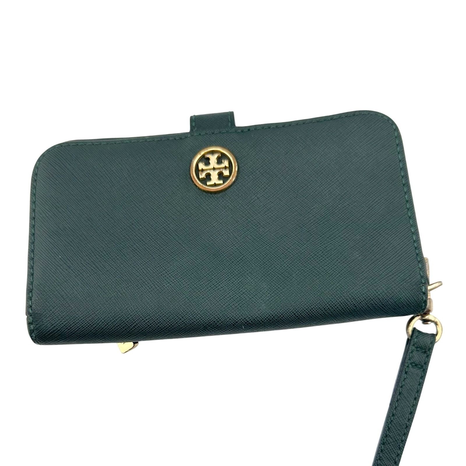 Tory Burch Tory Burch Deep Green Leather Bi-Fold Wallet Wristlet Size ONE SIZE - 1 Thumbnail