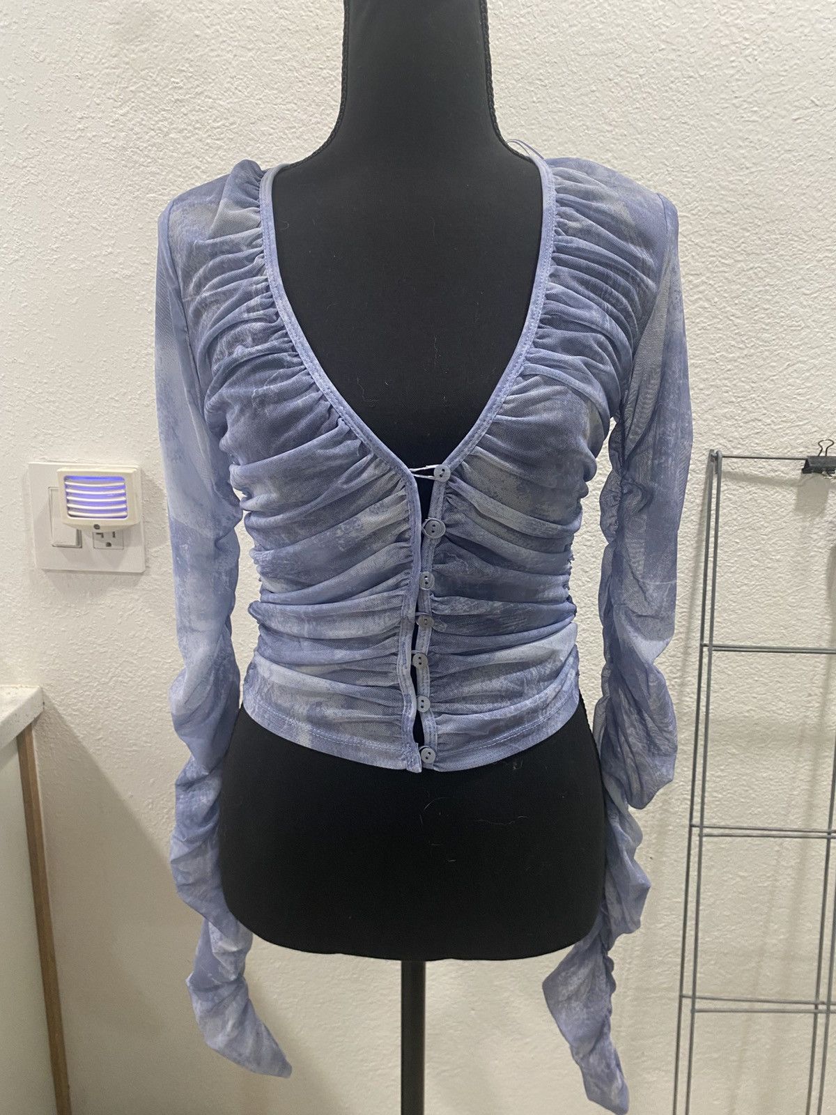 Zara Zara Mesh Bluesy Jacket Cover Up Puff Sleeves Muted Colors Size M / US 6-8 / IT 42-44 - 1 Thumbnail