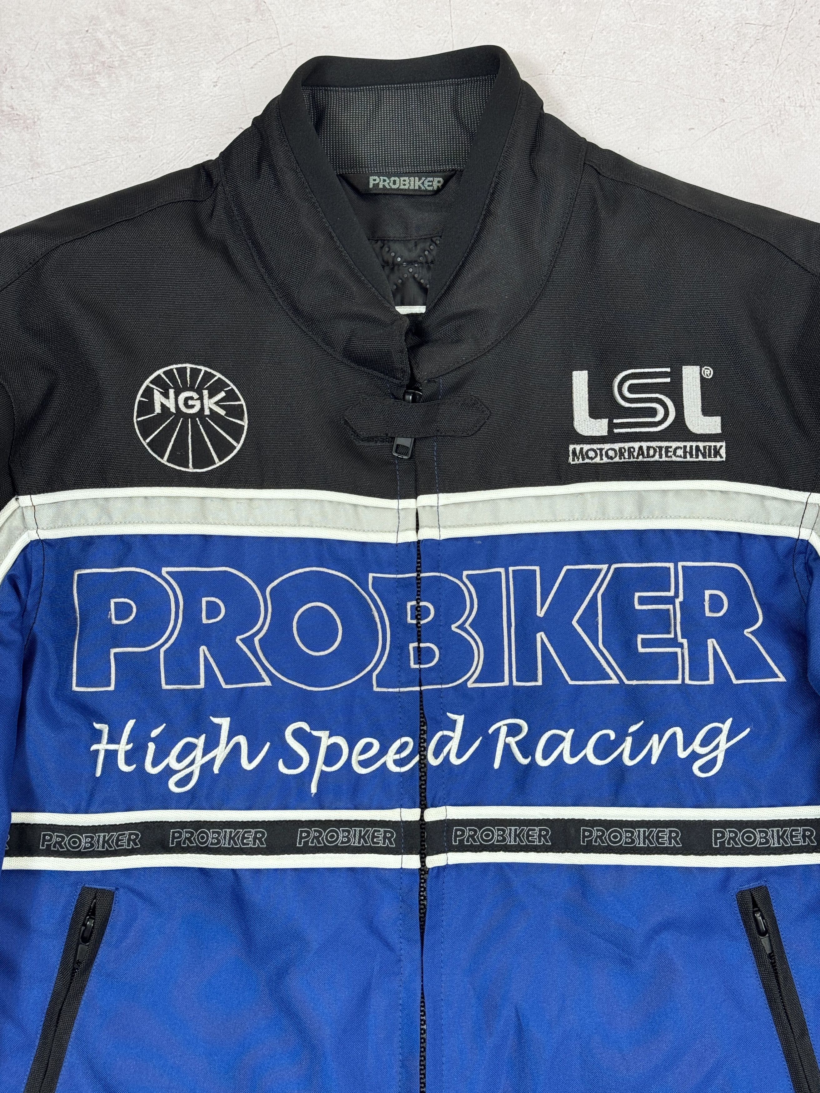 Vintage Probiker High Speed Racing Moto Jacket NGK Castrol LSL Size US L / EU 52-54 / 3 - 6 Thumbnail