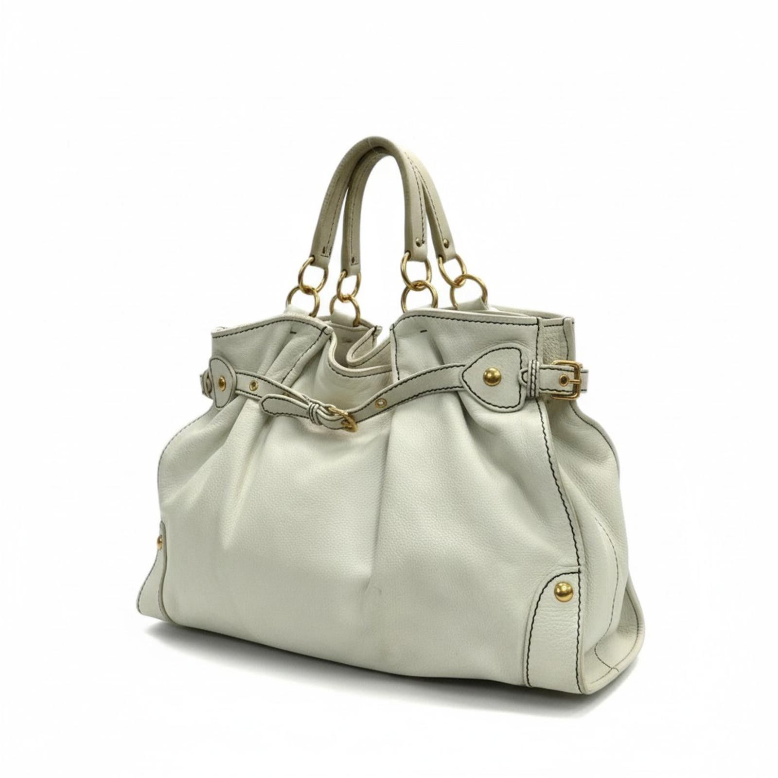 Miu Miu Miu Miu - White Leather Handbag with Gold Hardware Size ONE SIZE - 1 Thumbnail