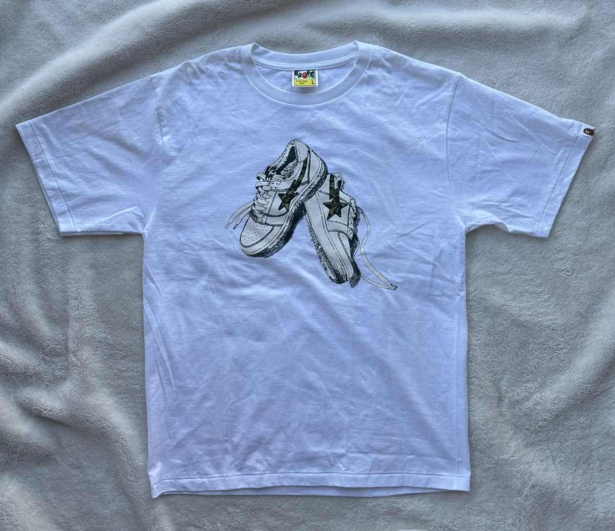 Bape Bape White Bape Sta Sneaker Logo Tee Size US L / EU 52-54 / 3 - 1 Thumbnail