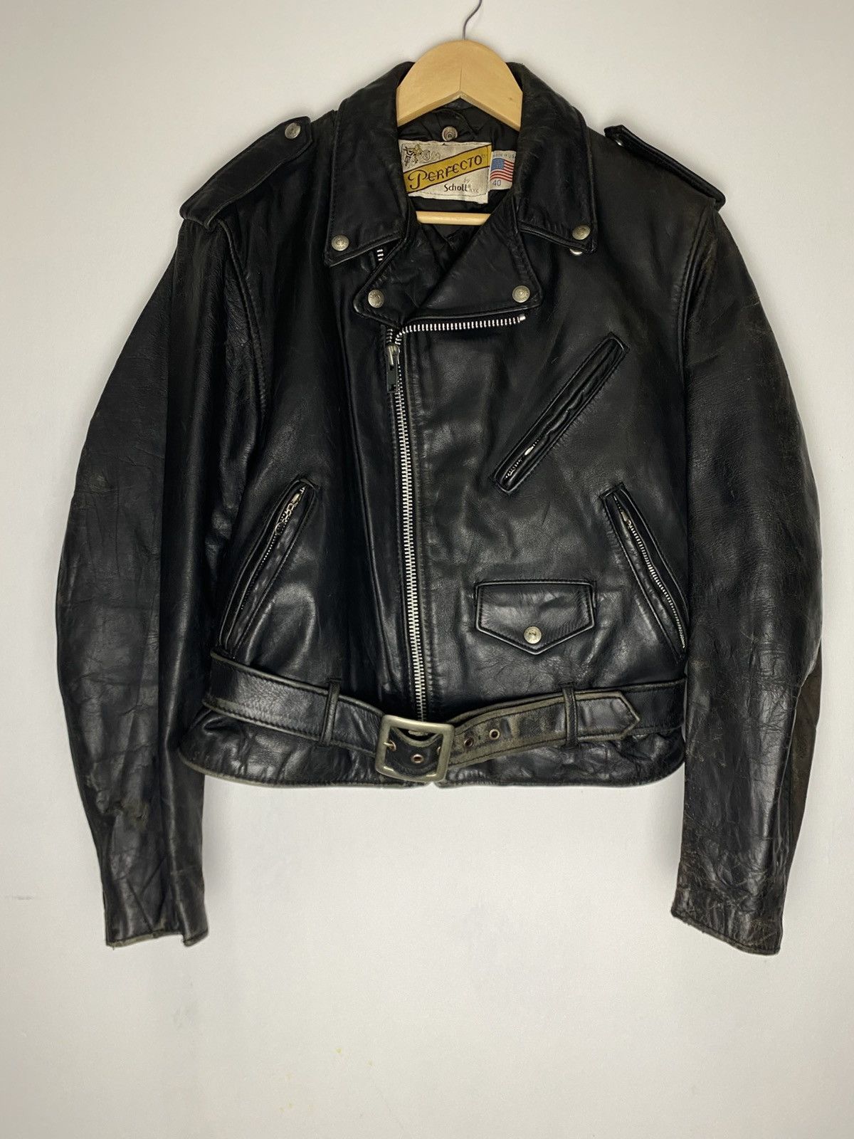 Schott Rare Vintage 80s Schott Perfecto Double Collar Size 40 Size US L / EU 52-54 / 3 - 1 Thumbnail