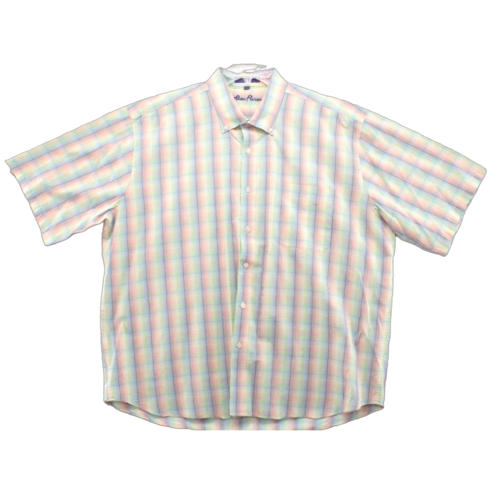 Rainbow Alan Flusser Shirt Men's 2XL Short Sleeve Multi-Color Plaid Rainbow Preppy Size US XXL / EU 58 / 5 - 1 Thumbnail