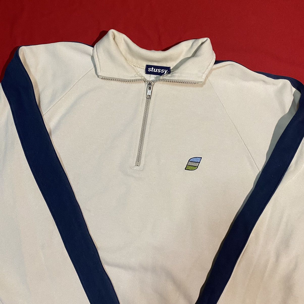 Japanese Brand × Stussy Vintage 2000s STUSSY 1/4 Zip Pullover Sweatshirt Size US L / EU 52-54 / 3 - 1 Thumbnail