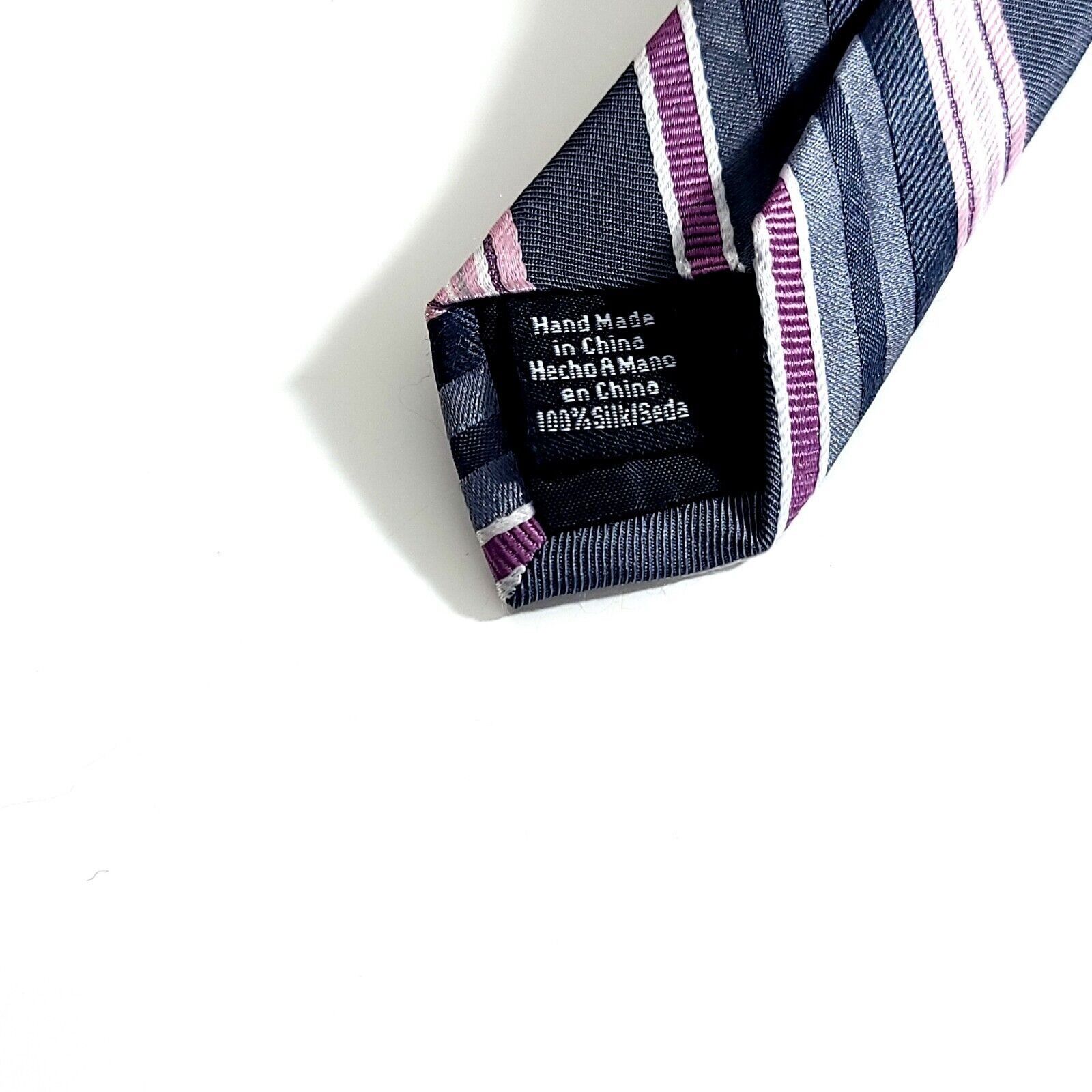 Croft & Barrow Croft & Barrow Gray Pink Woven Striped Silk Tie Size ONE SIZE - 4 Thumbnail
