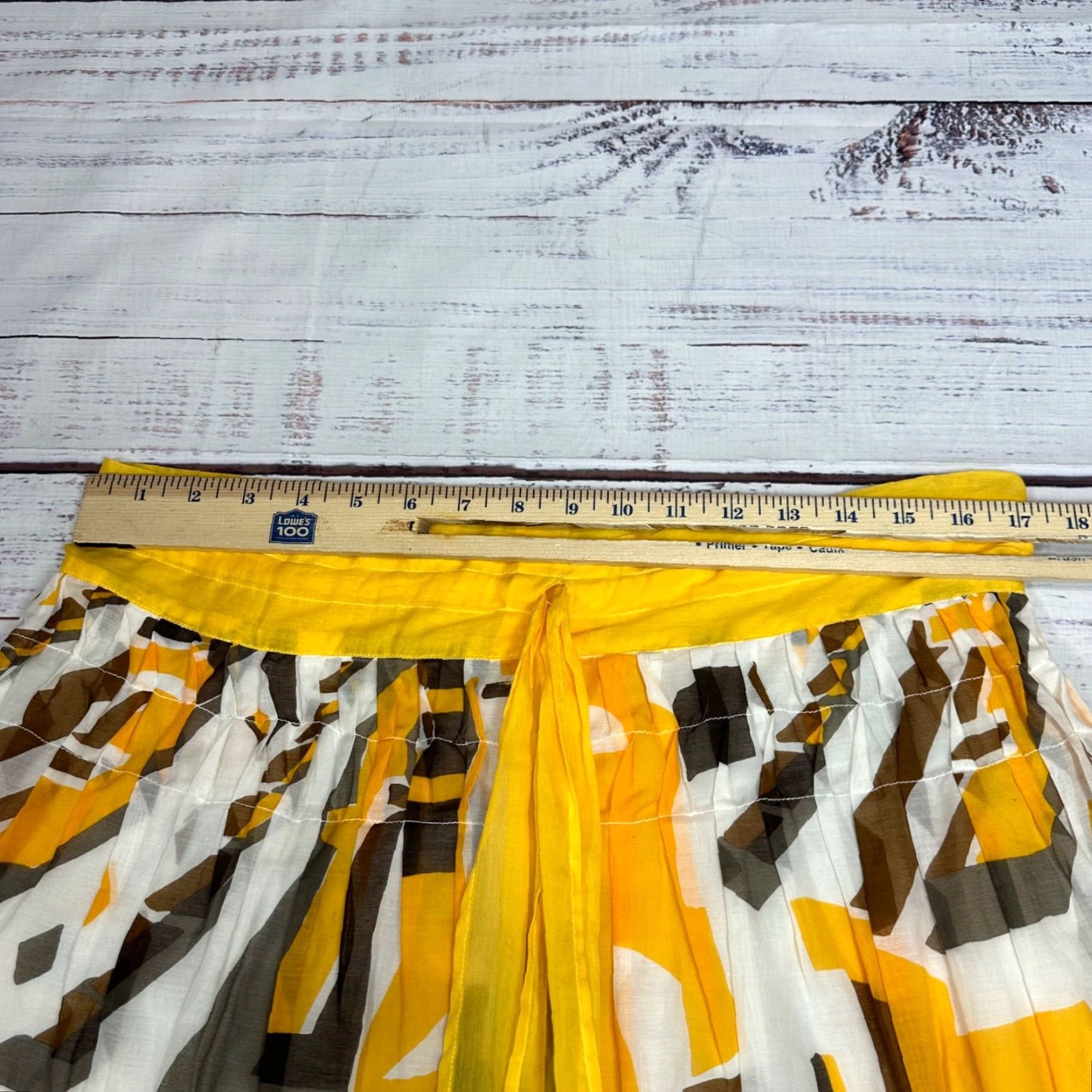 Vintage S-Sung Silk Skirt Yellow M Knee Length Lined A-Line Women's Skirt Size 32" / US 10 / IT 46 - 3 Thumbnail