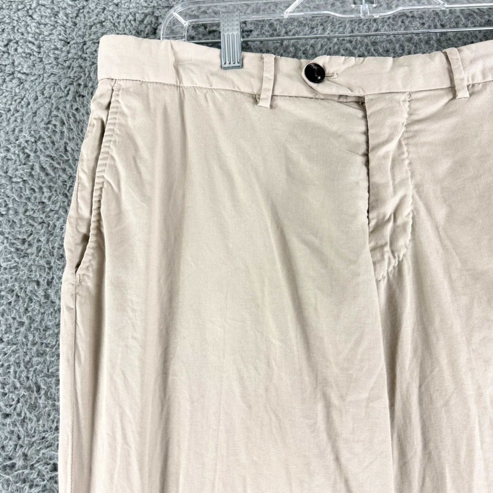 Faherty Faherty Mens Chino Pants Casual Workwear Travel Solid Beige 36 Khaki Linen Blend Straight Leg 31in Inseam Regular Size US 36 / EU 52 - 2 Thumbnail