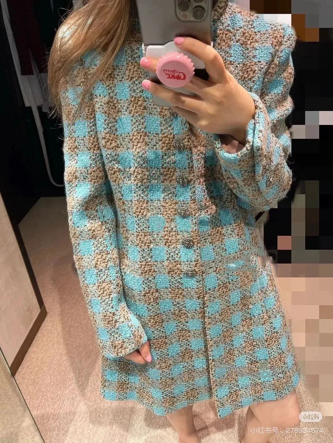 Chanel vintage chanel teal checkered dress coat. Size US M / EU 48-50 / 2 - 8 Thumbnail