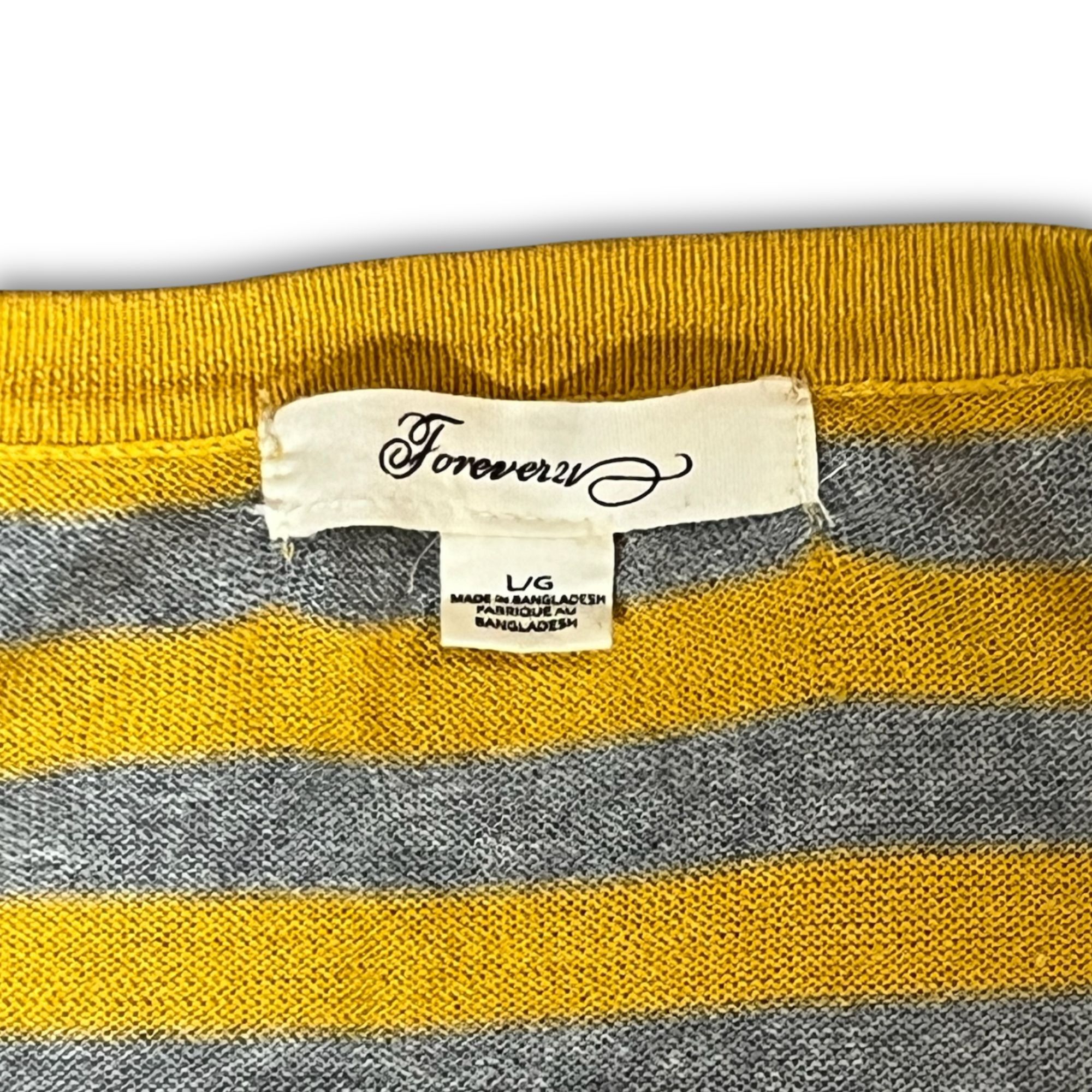 Forever 21 Forever 21 Yellow & Gray Striped Cardigan L/G Lightweight Kn Size L / US 10 / IT 46 - 4 Thumbnail