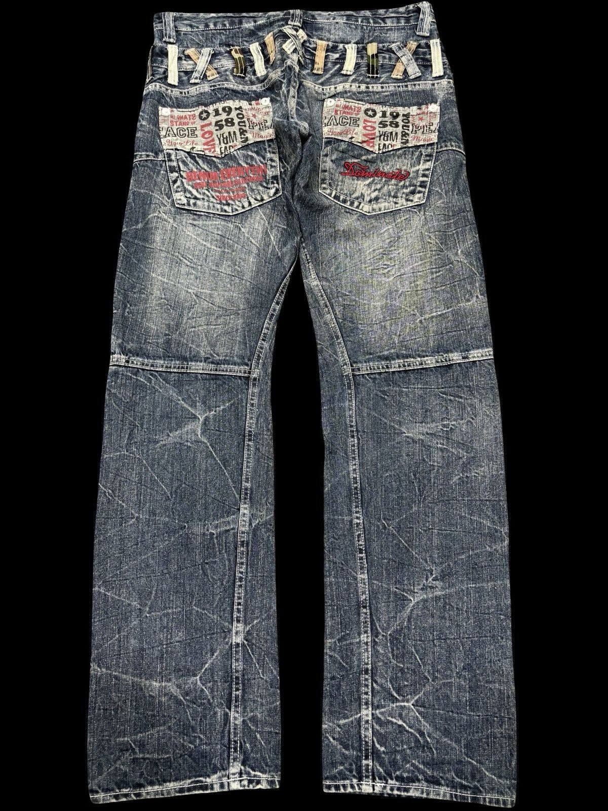 Japanese Brand 💥Double Waist💥Dominate Zipper Twisted Fades Denim F649 Size US 33 - 1 Thumbnail
