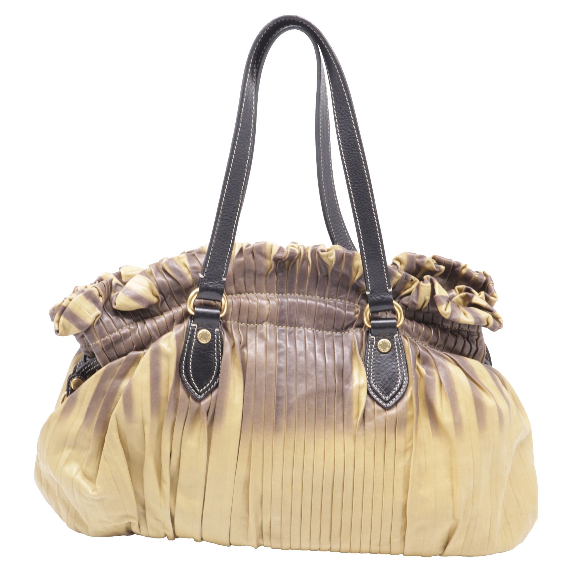 Etro Etro Pleated Ombre Shoulder Bag in Beige and Brown Leather Size ONE SIZE - 1 Thumbnail