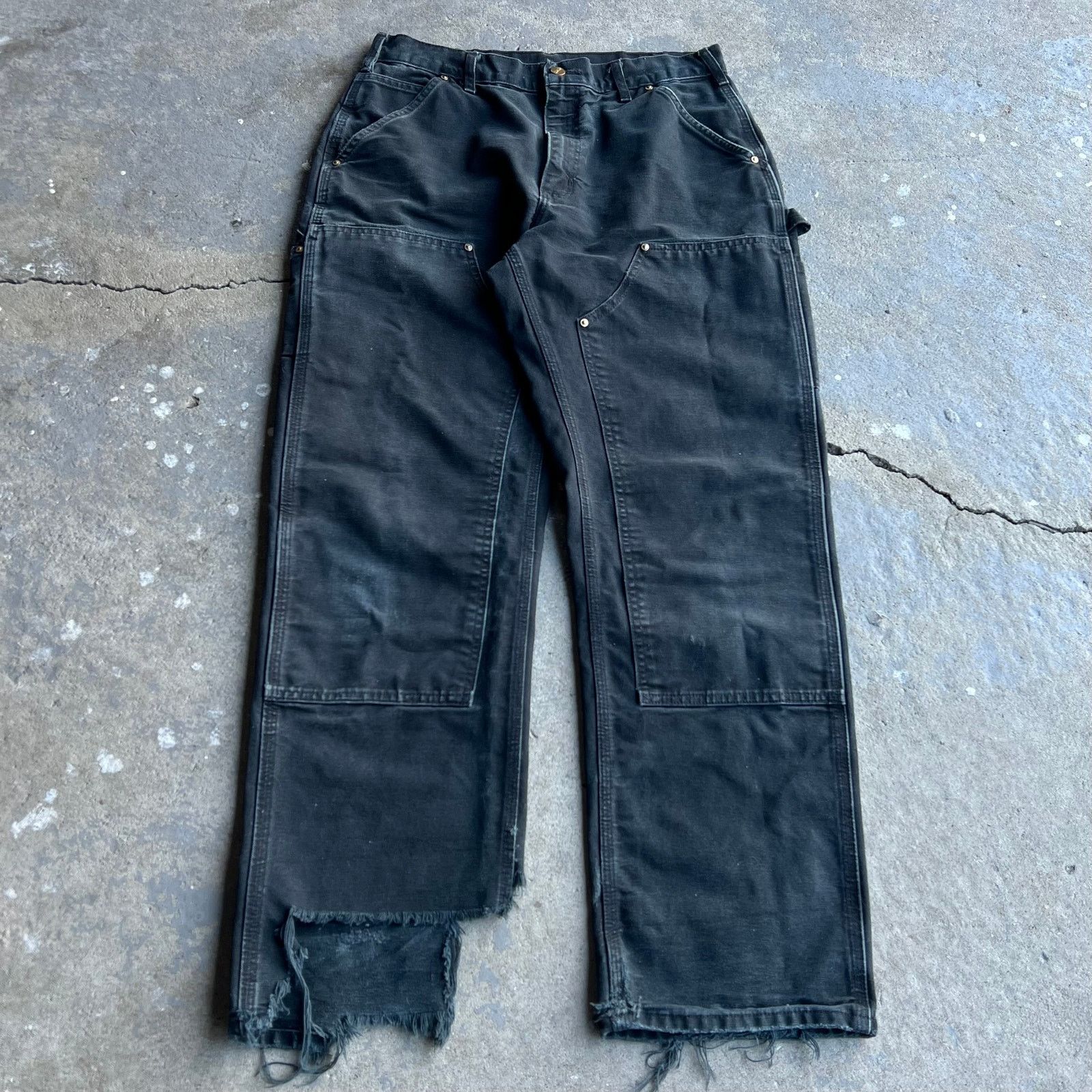 Vintage carhartt black double knee work wear carpenter pants