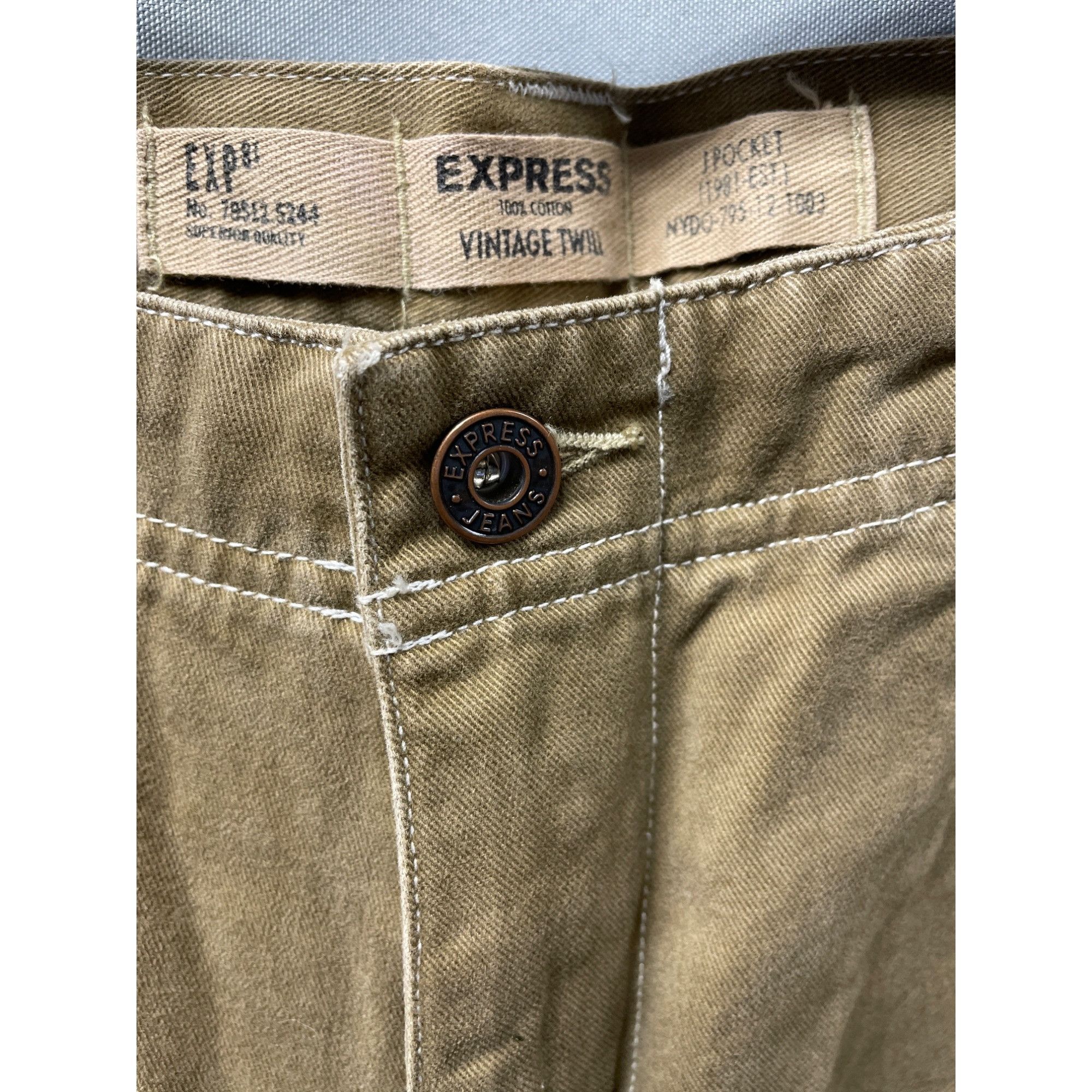 Express Express Men's Tan/ Vintage Twill Jeans Boot Cut Size 36x32 S Size US 36 / EU 52 - 3 Thumbnail