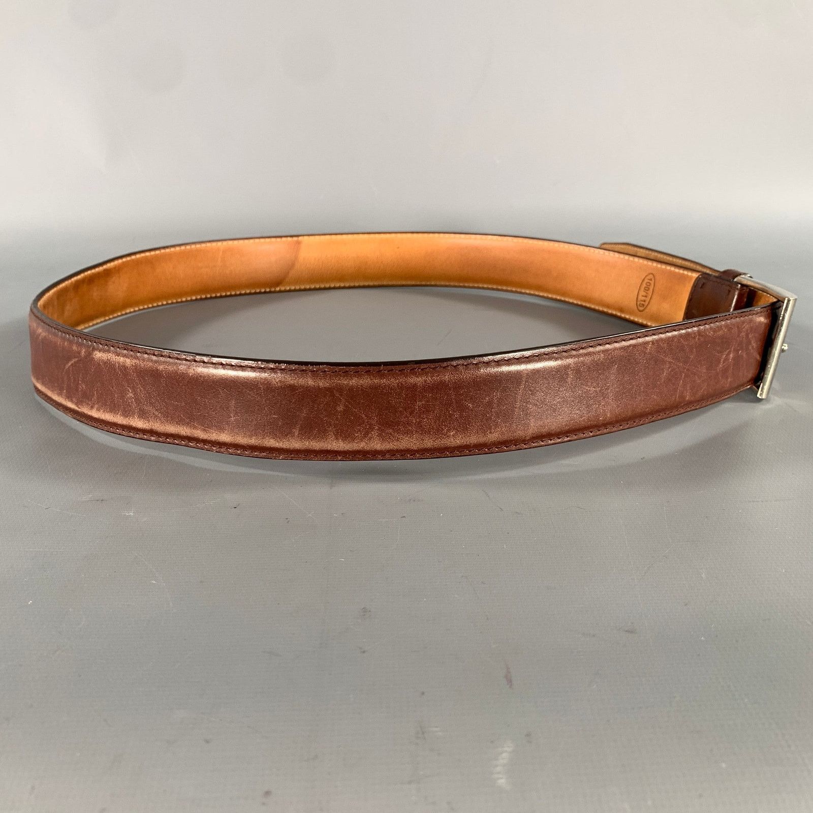 Sutor Mantellassi SUTOR MANTELLASSI Size 38 Brown Distressed Leather Belt Size 38 - 2 Thumbnail