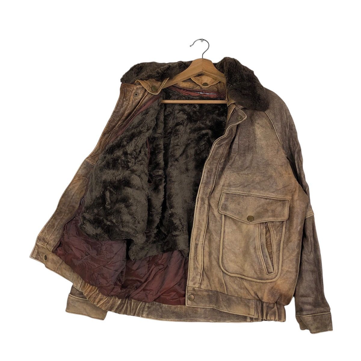 Japanese Brand 📌Vintage Bomber Leather Jacket Mink Fur Shearling Collar Size US M / EU 48-50 / 2 - 12 Thumbnail