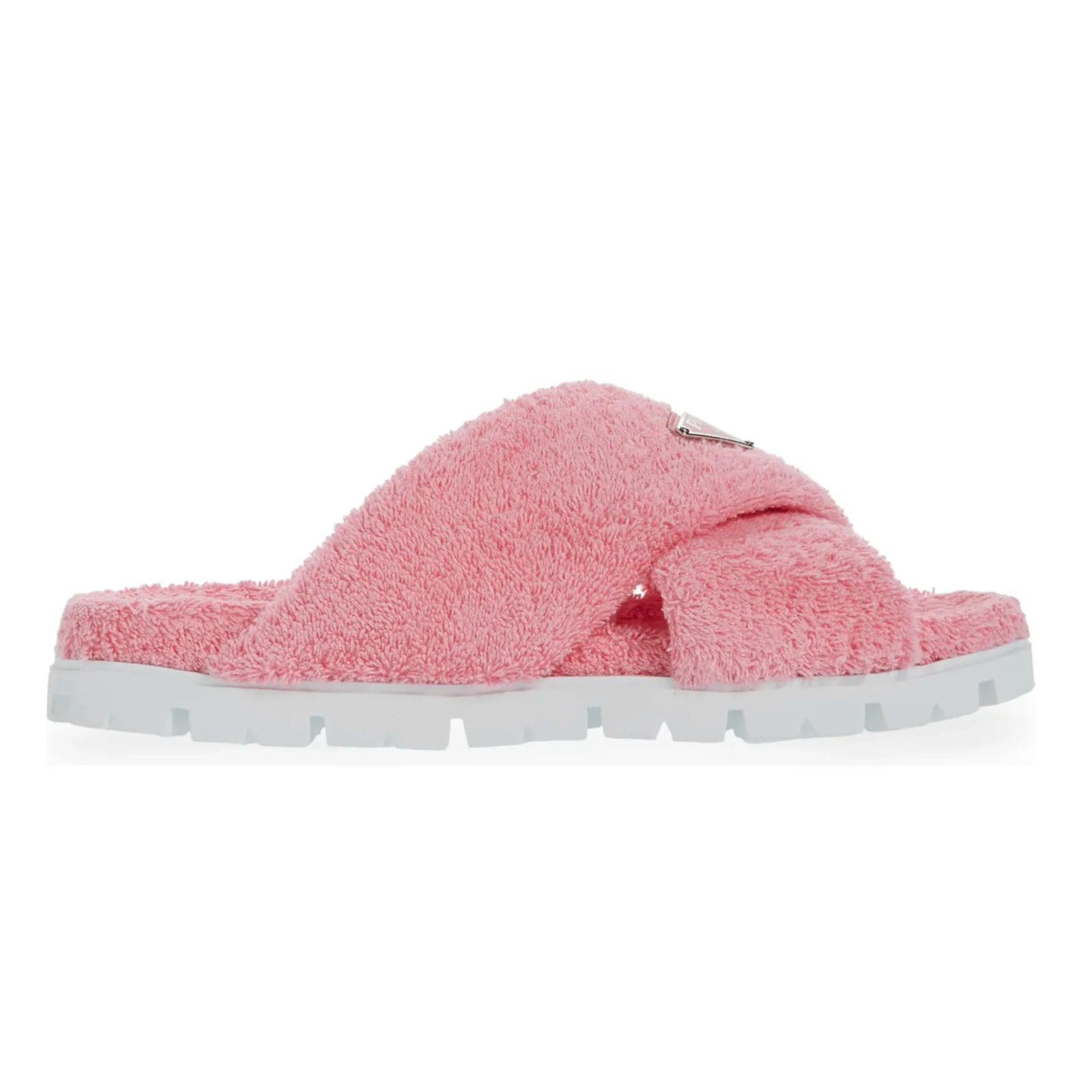 Prada Prada Terry Pink Triangle Logo Criss Cross Strap Sandal Size US 10.5 / IT 40.5 - 1 Thumbnail