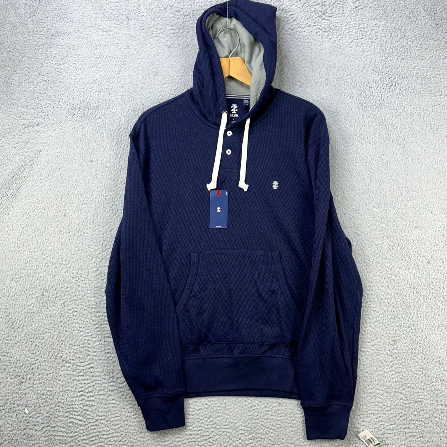 Izod VINTAGE: Izod Sweatshirt Hoodie Mens Blue Large Drawstring Pocket Logo Long Sleeve NEW Size US L / EU 52-54 / 3 - 2 Thumbnail