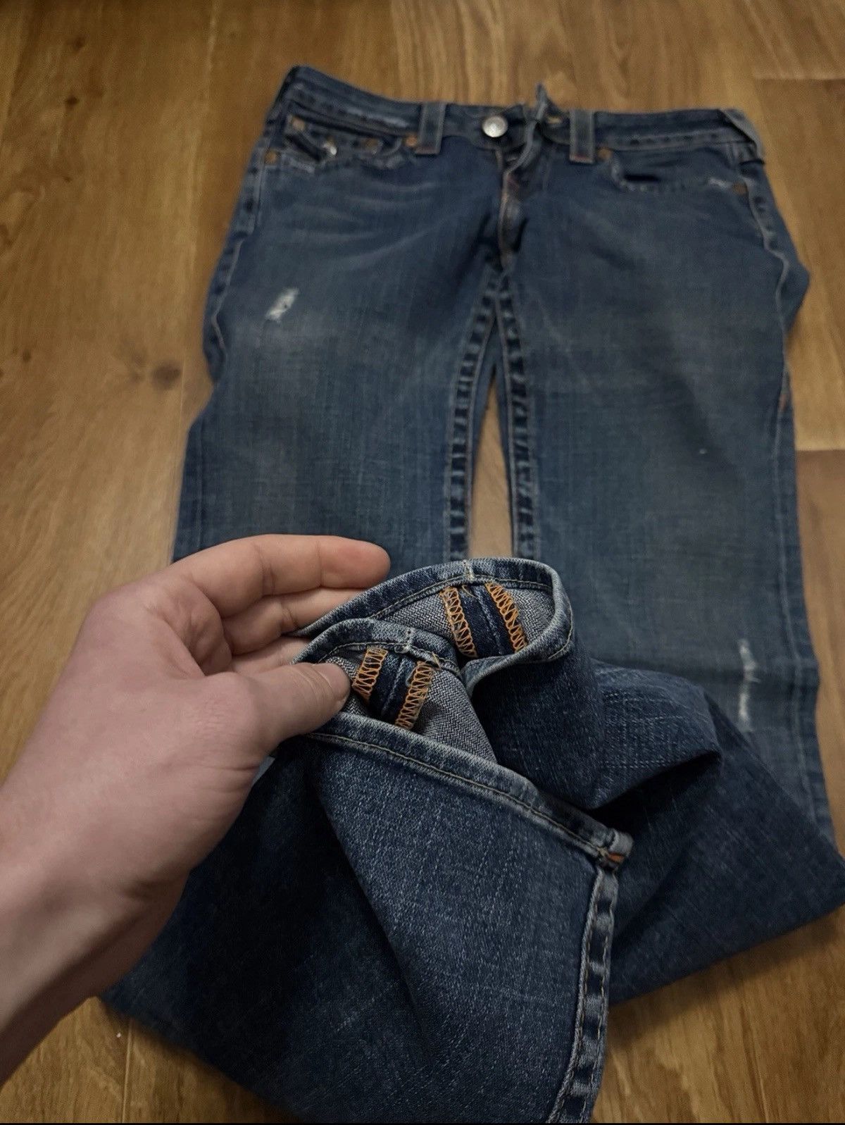 True Religion True Religion Billy Women`s Low Rise Flared Jeans Selvedge Size 29" - 11 Thumbnail
