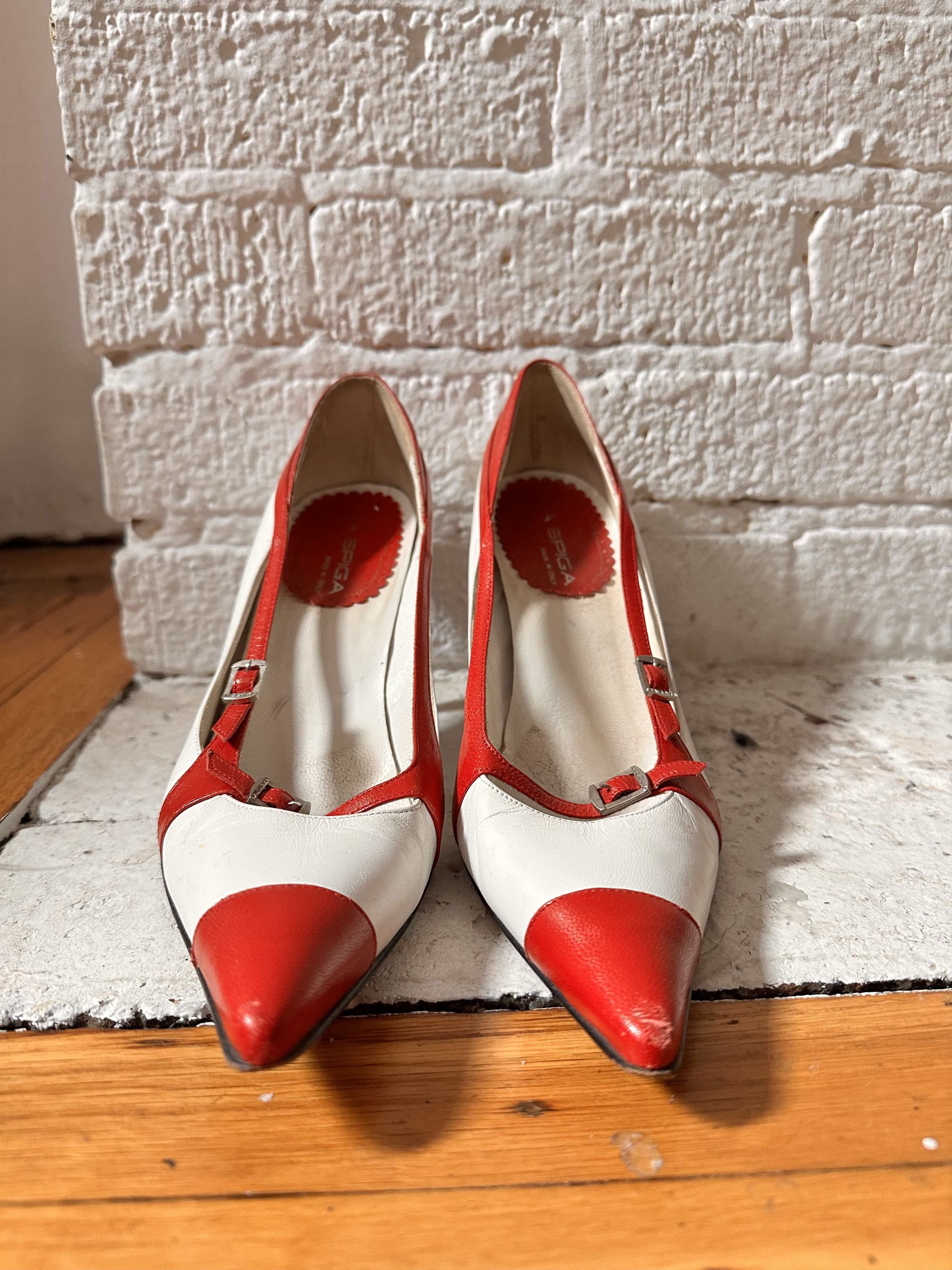 Vintage VIA SPIGA RED AND WHITE Y2K HEELS _ 8.5 Size US 8.5 / IT 38.5 - 1 Thumbnail
