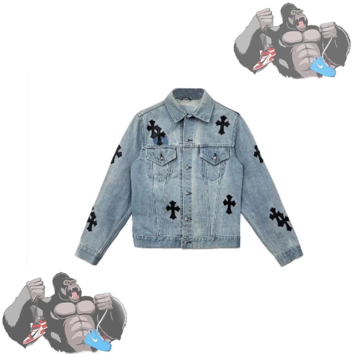 Chrome Hearts Chrome Hearts Levi's Cross Patch Type-3 Denim Trucker Jacket Size US L / EU 52-54 / 3 - 1 Thumbnail