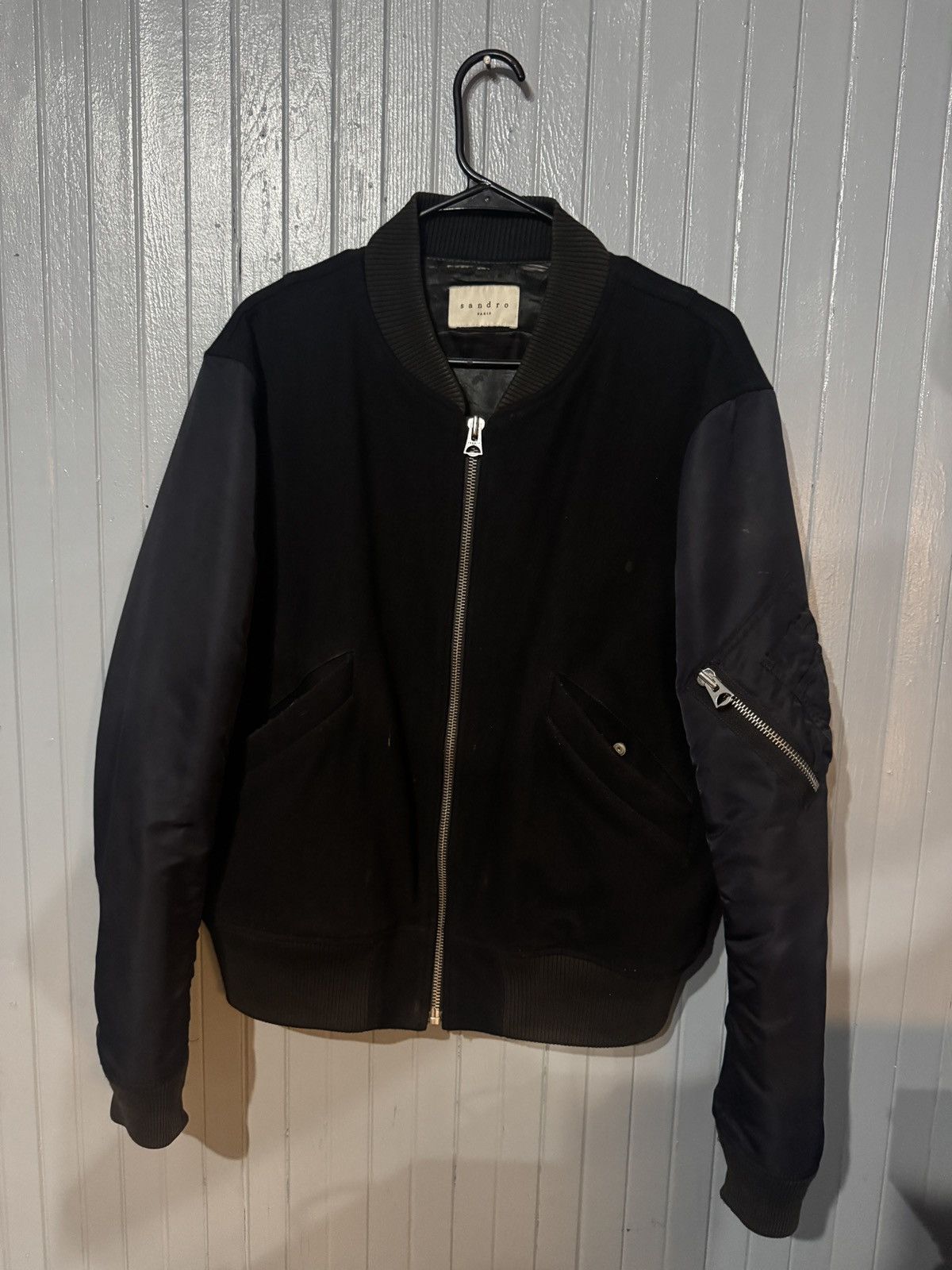 Sandro Sandro Bomber Jacket - Navy Wool Varsity Size US L / EU 52-54 / 3 - 2 Thumbnail