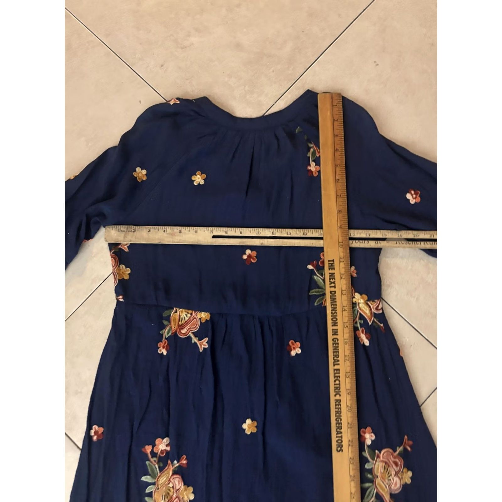 Vintage FIG AND FLOWER Dress Womens PM Blue Embroidered Floral Boho Fit & Flare Mini Size M / US 6-8 / IT 42-44 - 5 Thumbnail