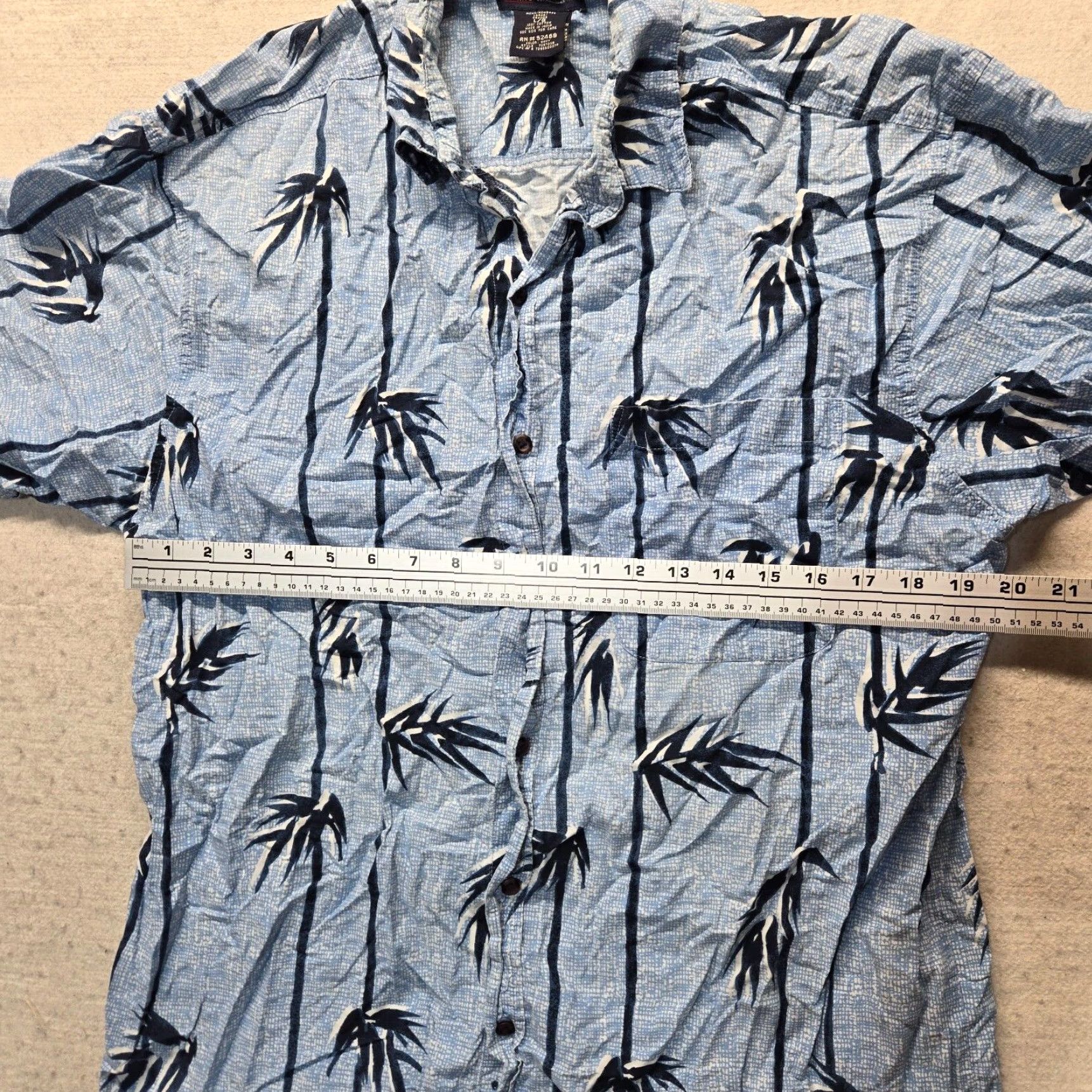Faded Glory Faded Glory Shirt Blue Palm Print Hawaiian 100% Cotton Button Up Beach Men's L Size US L / EU 52-54 / 3 - 4 Thumbnail