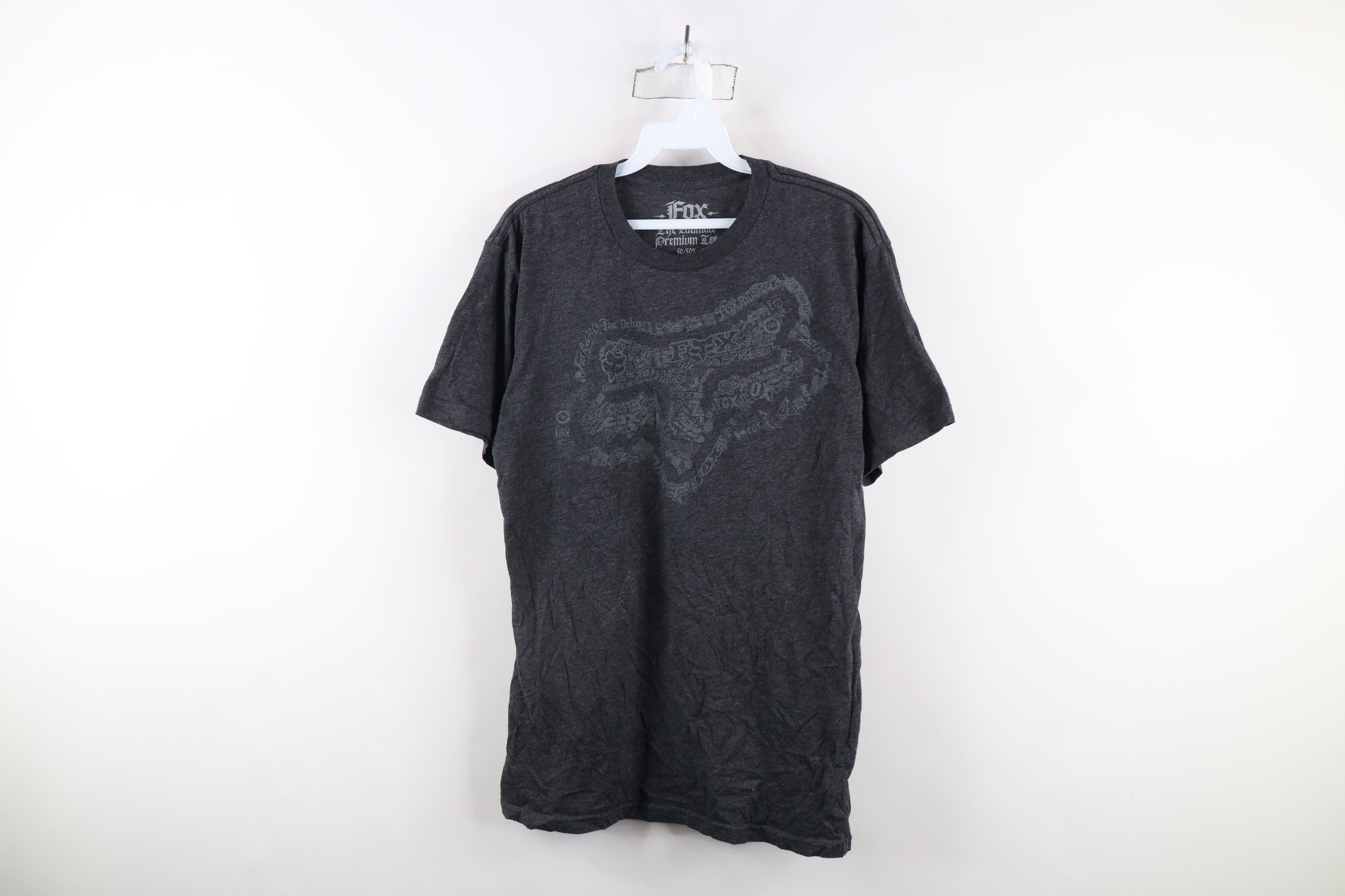 Fox Racing × Vintage Fox Racing Big Logo Short Sleeve T-Shirt Charcoal Gray Size US M / EU 48-50 / 2 - 1 Thumbnail