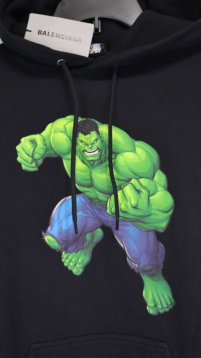 Balenciaga o1rshd1 Hulk Medium Molleton Hoodie in Black Size US XS / EU 42 / 0 - 3 Thumbnail
