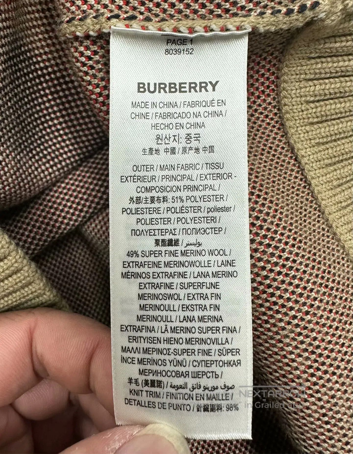 Burberry Burberry Beige Classic Plaid Jacquard Wool Knit Sweater| Size US S / EU 44-46 / 1 - 4 Thumbnail