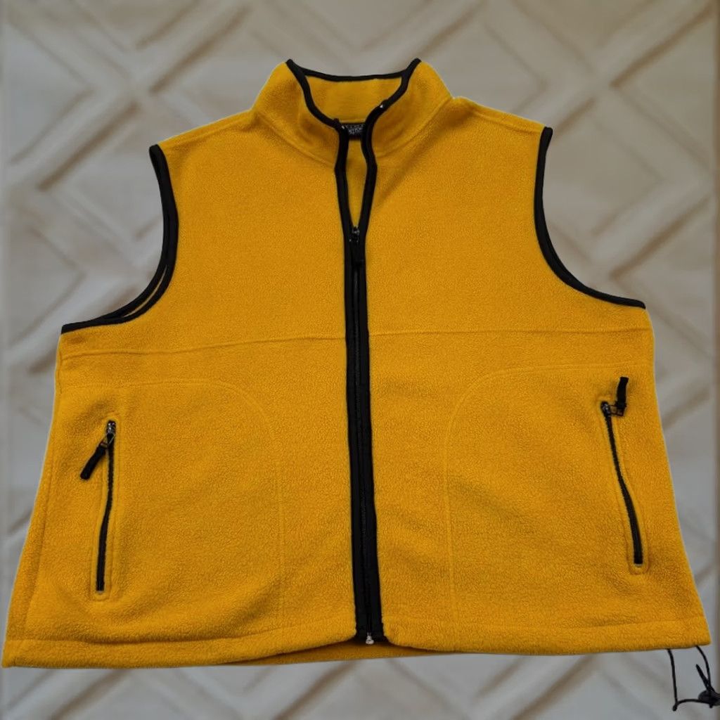 Basic Editions VINTAGE Basic Editions Big Man Full Zip Fleece Vest Yellow Gold 2XL Men XXL Size Vest Zip Solid Polyester 90s Football Winter Throwback Mens Size US XXL / EU 58 / 5 - 1 Thumbnail