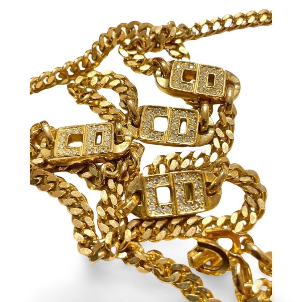 Dior Vintage Christian Dior golden chain necklace with crystal CD Size ONE SIZE - 3 Thumbnail