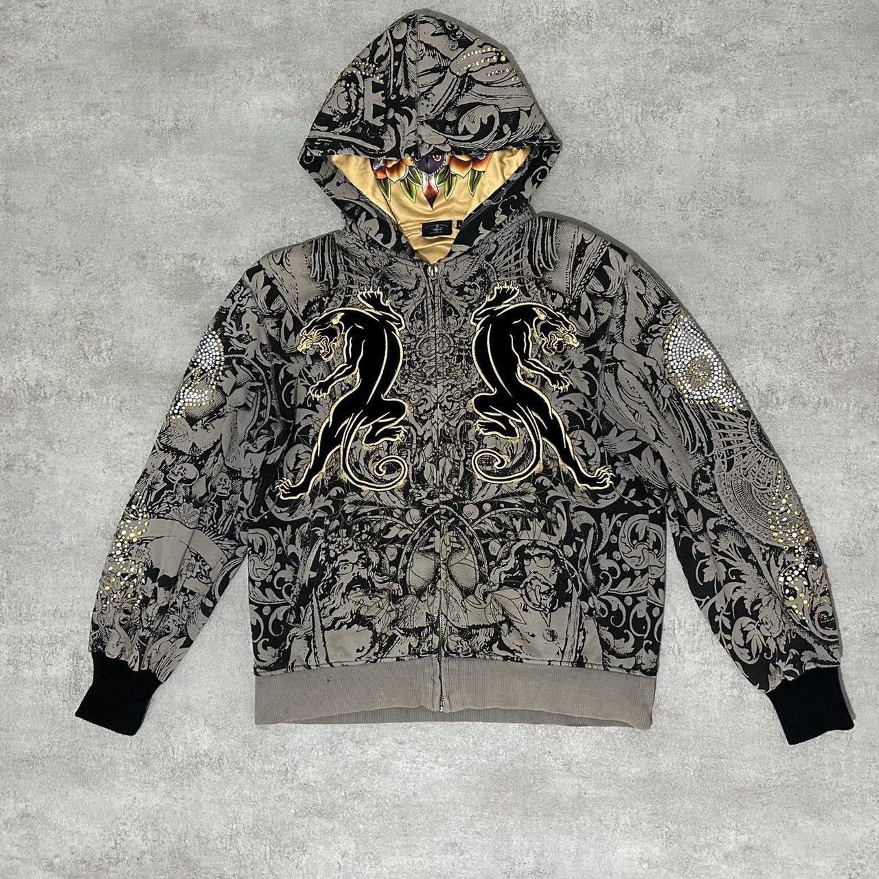 Christian Audigier × Ed Hardy VINTAGE CHRISTIAN AUDIGER GEM INSIDE OUT EMBROIDERY HOODIE Size US L / EU 52-54 / 3 - 1 Thumbnail