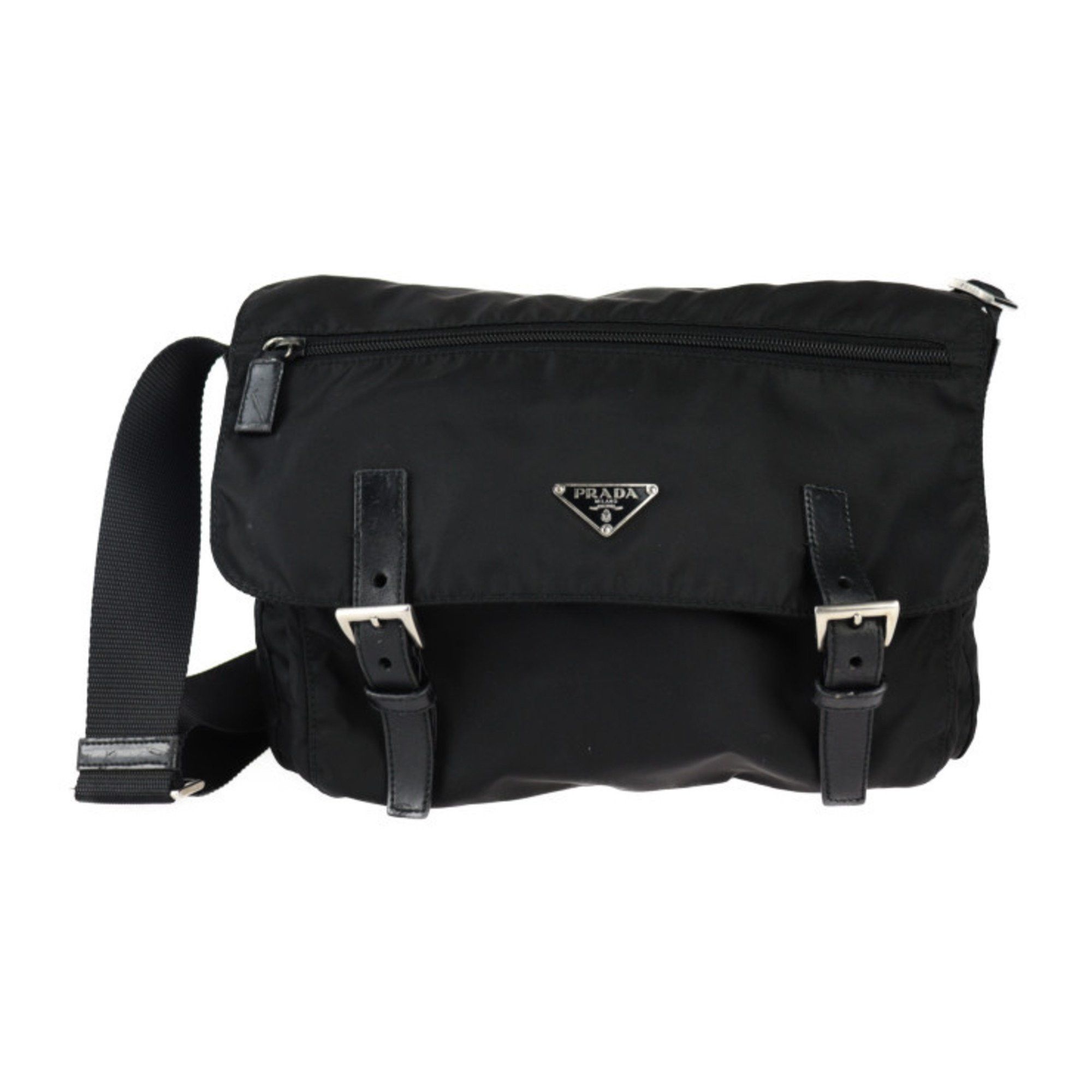 Prada Prada Bag Shoulder 1BD671 Nylon Leather Black Flap Crossbody Triangle Plate R2410103007030 Size ONE SIZE - 1 Thumbnail