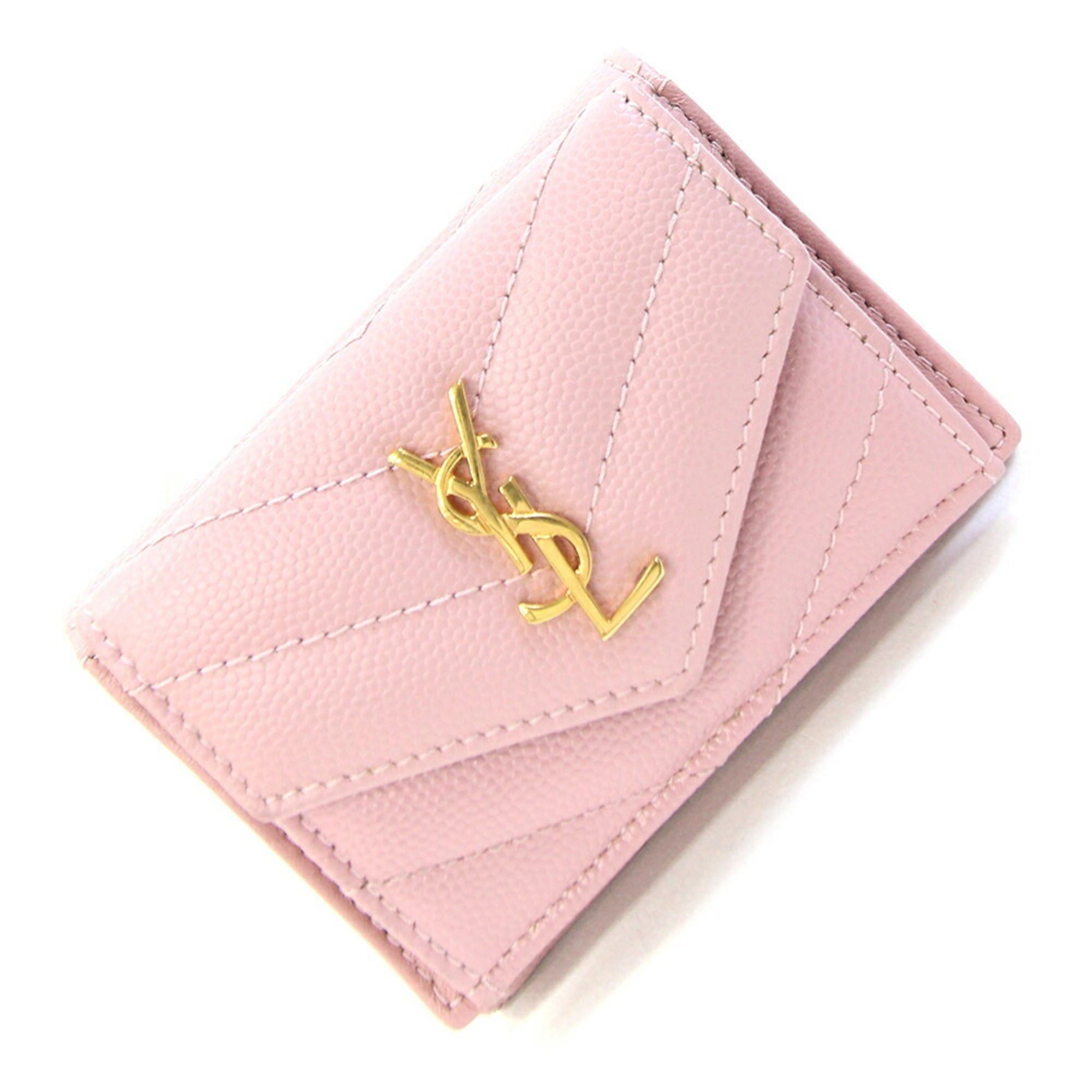 Saint Laurent Paris Saint Laurent Tri-fold Wallet Tiny 505118 Pink Leather Compact Mini Quilted YSL Women's SAINT LAURENT Size ONE SIZE - 1 Thumbnail