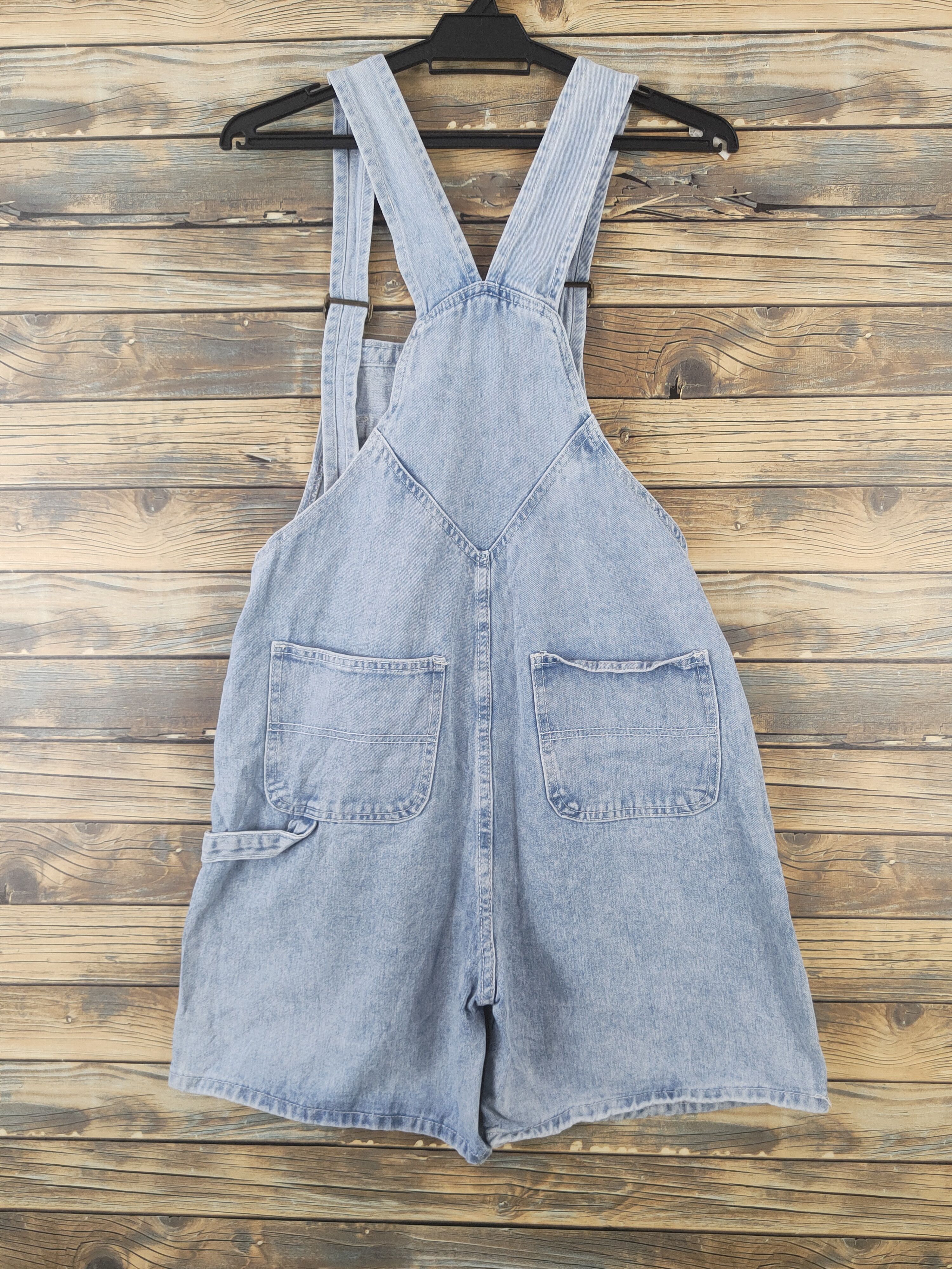 Japanese Brand × Vintage Japanese Brand Light Blue Denim Shortall Jumpsuits Size 33" - 6 Thumbnail