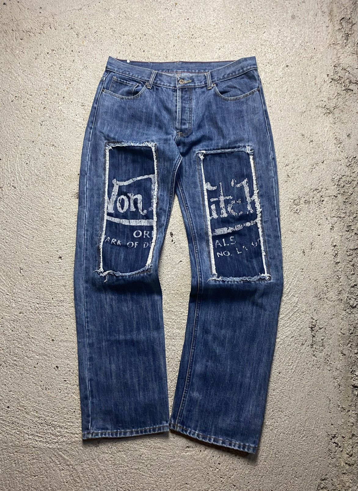 Von dutch vintage denim patchwork y2k jeans japanese 90s
