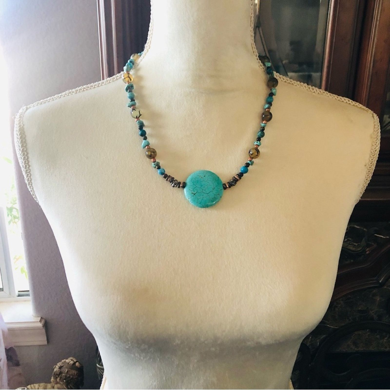 Handmade Handcrafted southwest style genuine stone necklace Size ONE SIZE - 5 Thumbnail
