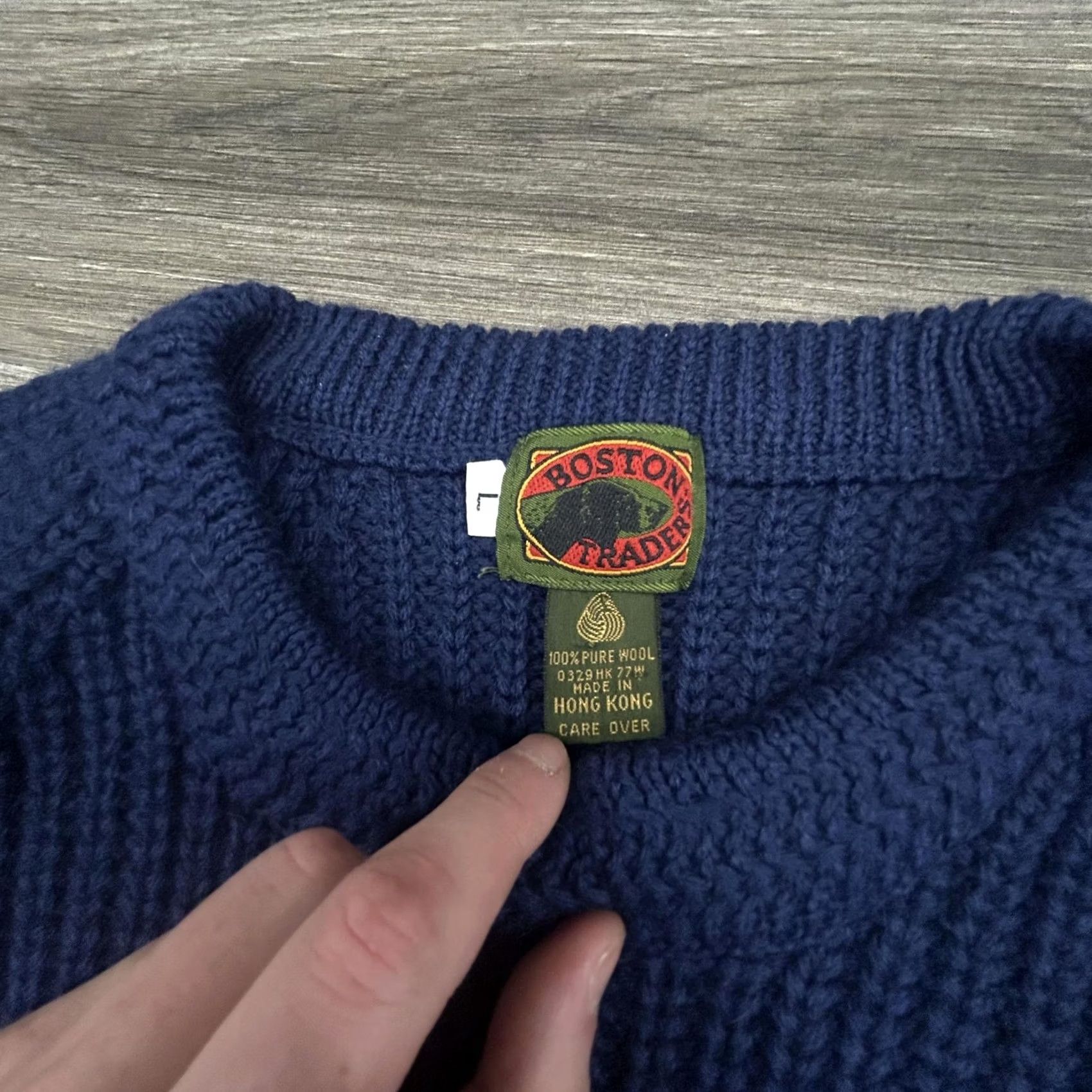Vintage VINTAGE Boston Traders Sweater Mens Large Blue 100% Wool Stripe Chunky-Knit 90s Size US L / EU 52-54 / 3 - 6 Thumbnail