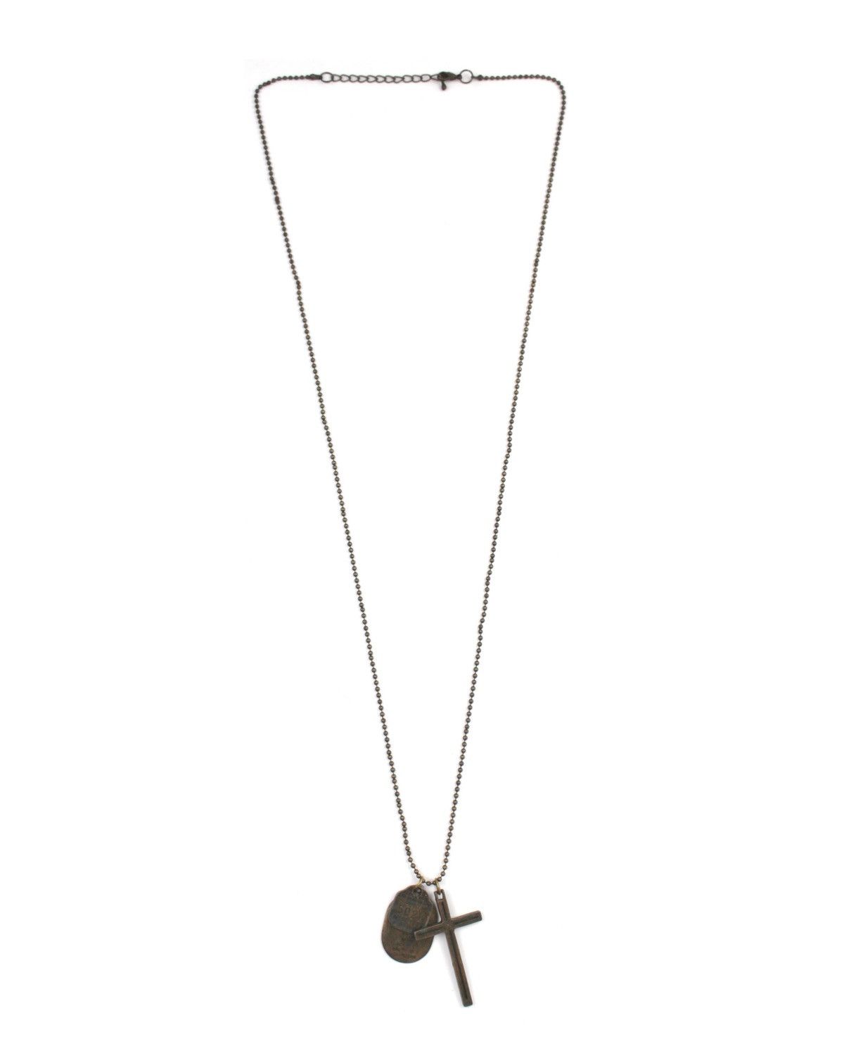 Vintage 1990S JAPANESE MADE PATINA CROSS LAYERED DOG TAG CHARM CHAIN Size ONE SIZE - 2 Thumbnail