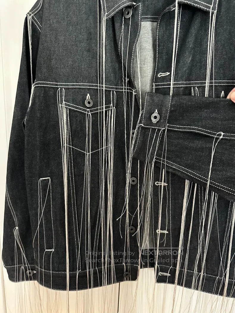 Valentino Valentino Denim fringed jacket coat Size US XL / EU 56 / 4 - 3 Thumbnail