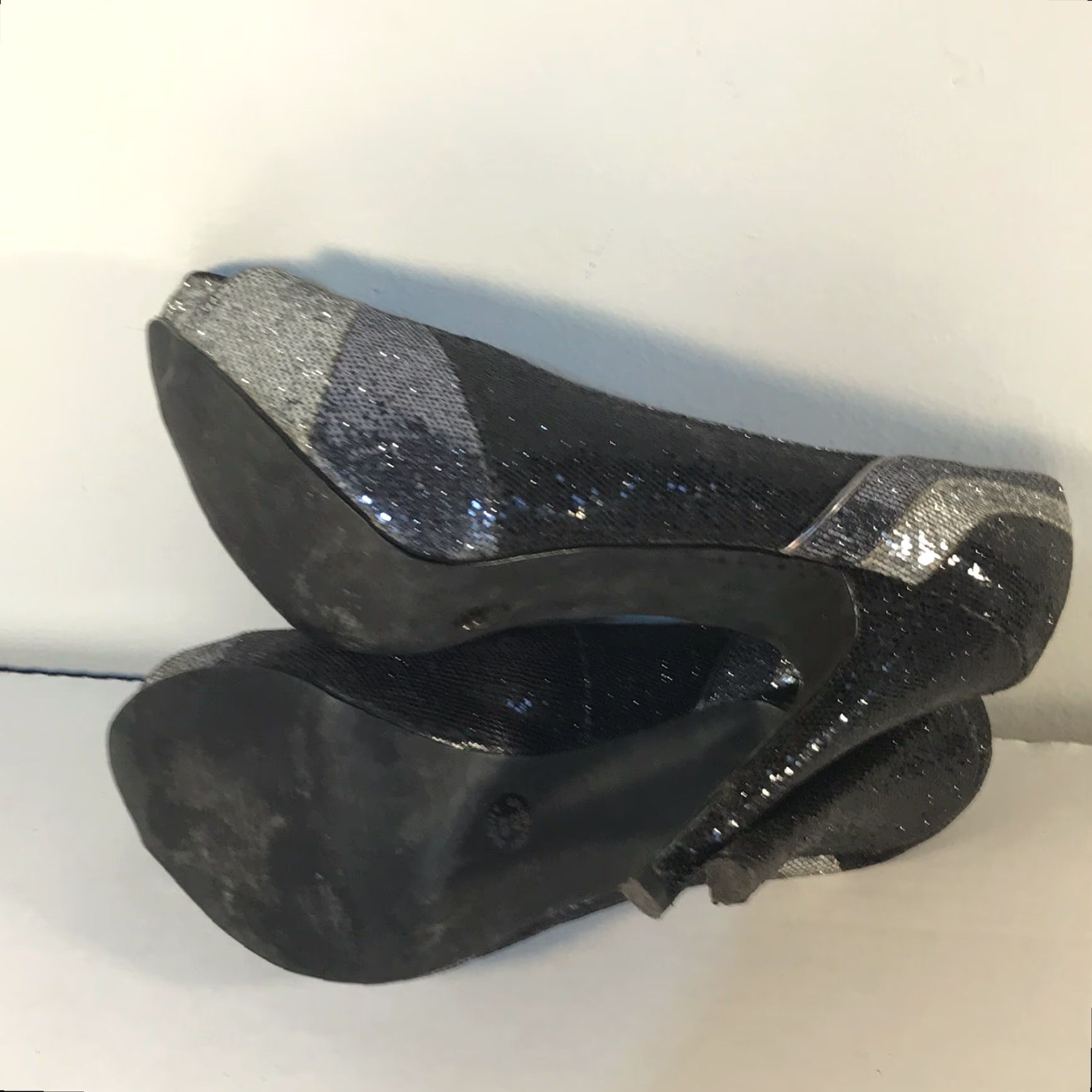 Worthington VINTAGE Worthington Women's Pump Shoes Size 9M Peep Toe Glitter Sequin Stiletto Heel Party Cocktail Dress Sandal Size US 9 / IT 39 - 6 Thumbnail